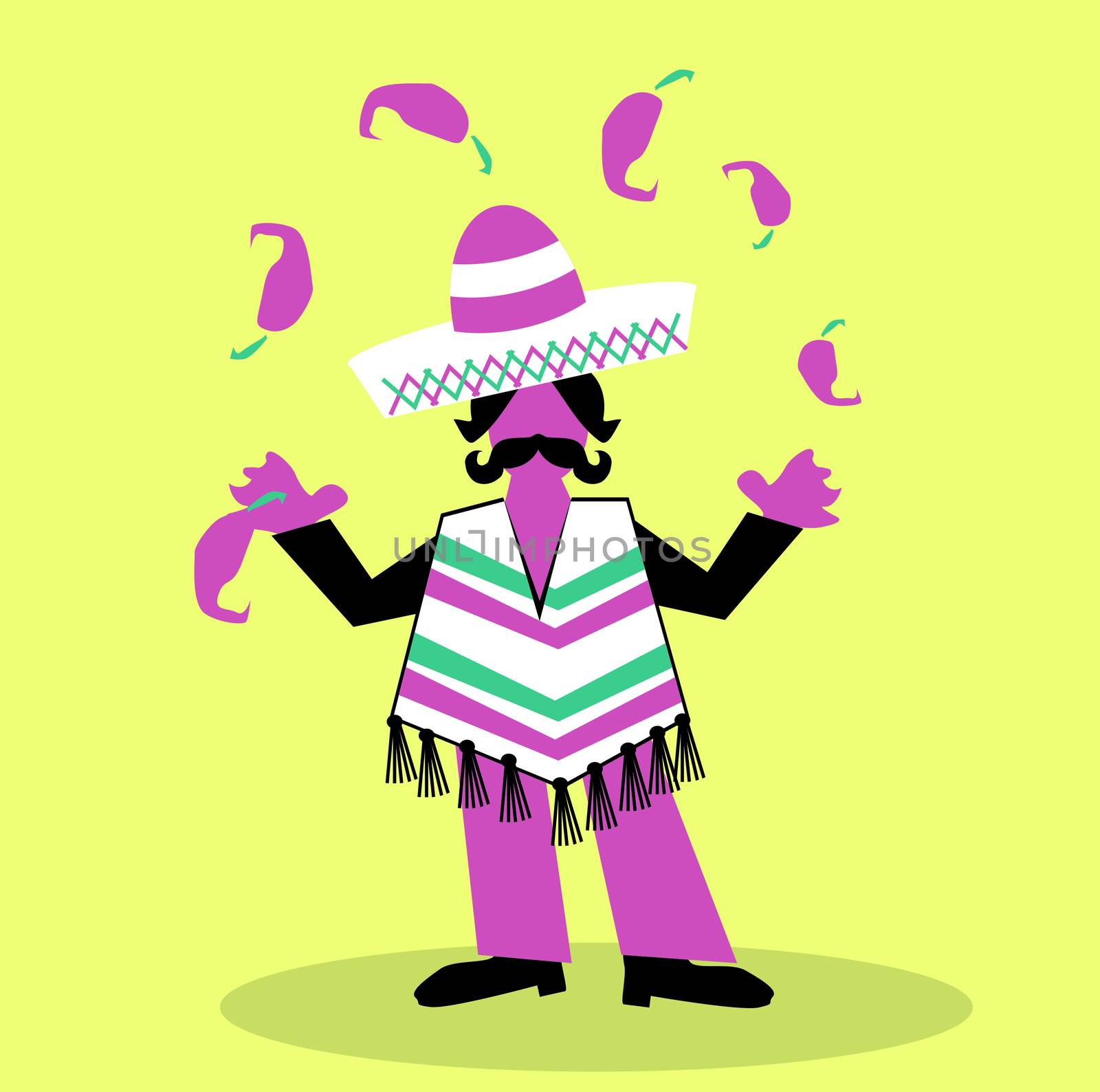 hispanic man with sombrero and large mustache olay with spoce pe by IconsJewelry