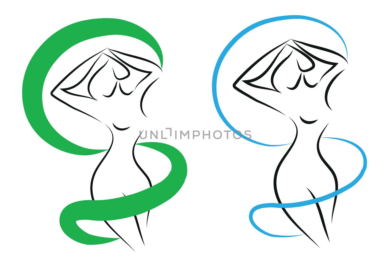 beautiful nude woman silhouettes of woman for fitness diet  by IconsJewelry
