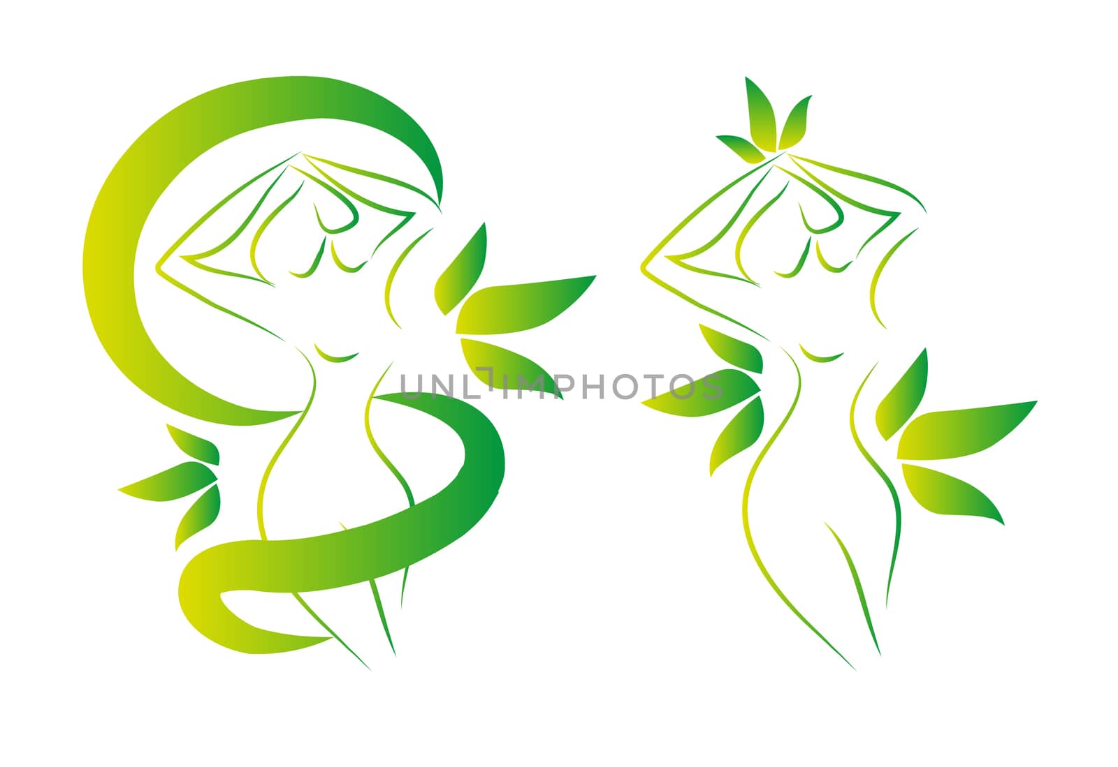 icons set woman silhouette healthy or eco spa theme