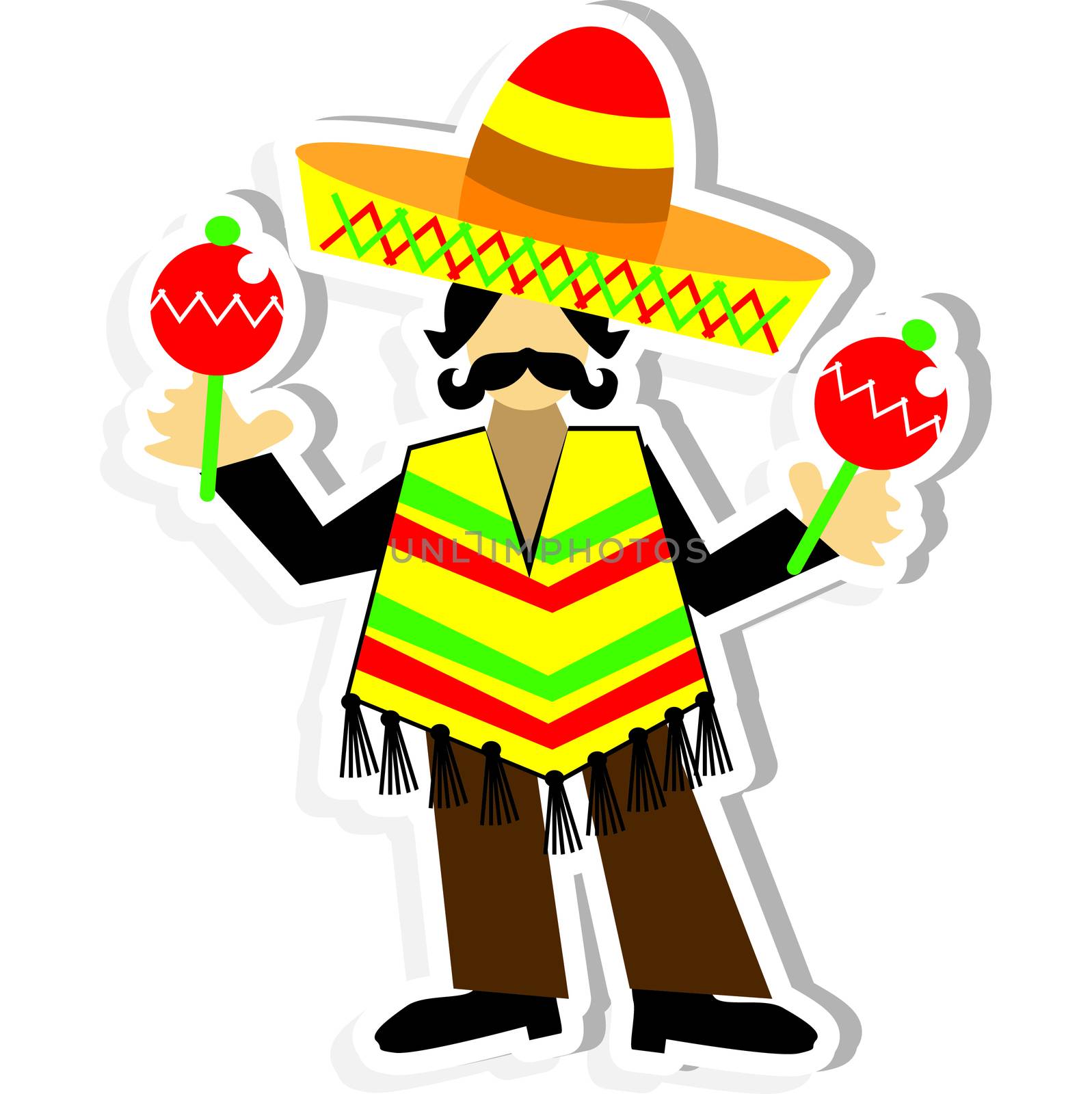 cartoon Mexican man symbol icon by IconsJewelry
