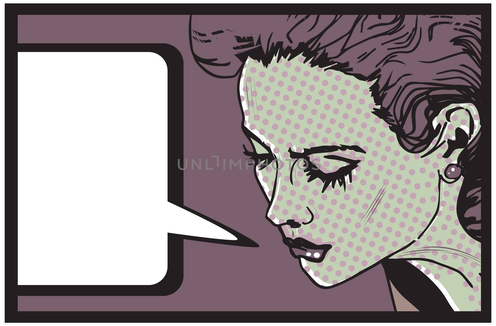 Retro woman comics style background banner