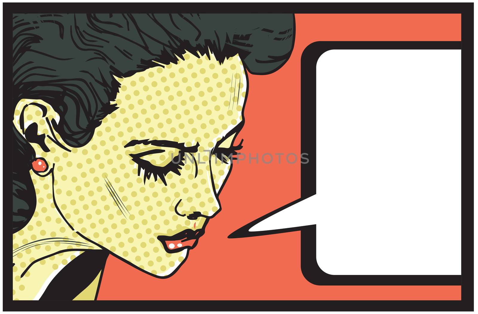 Retro woman comics style background banner