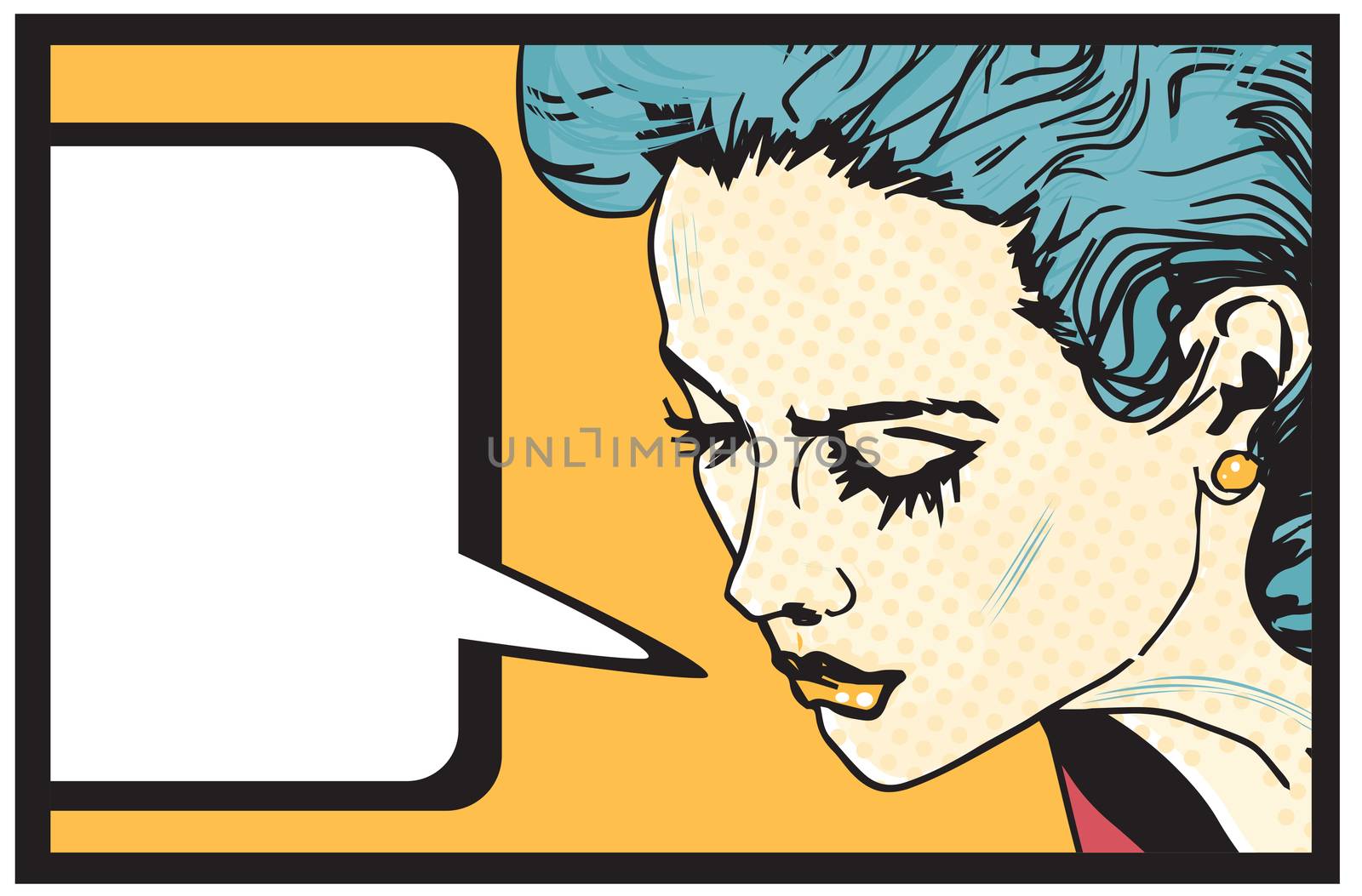 Retro woman comics style background banner