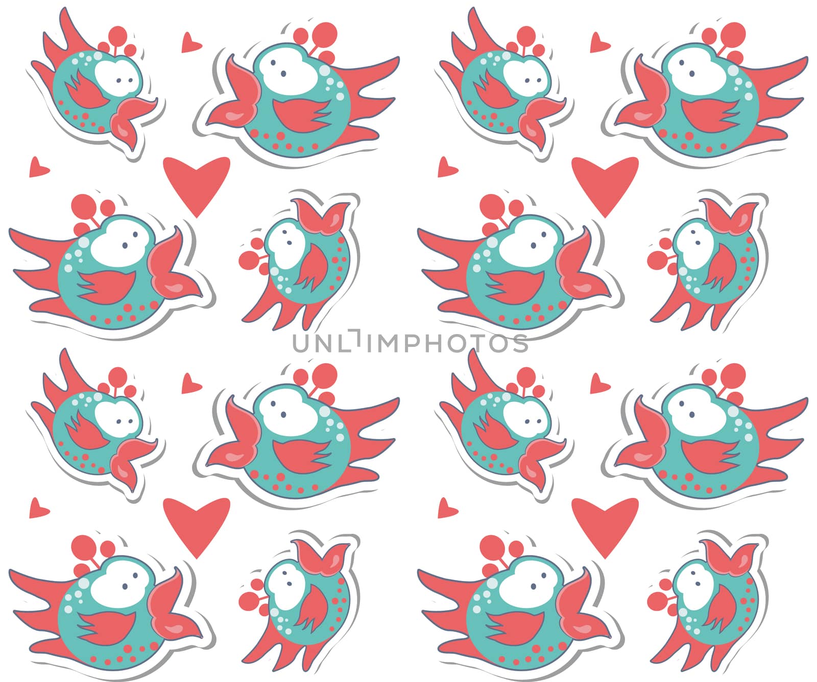 Colorful birds seamless pattern different cute birds background