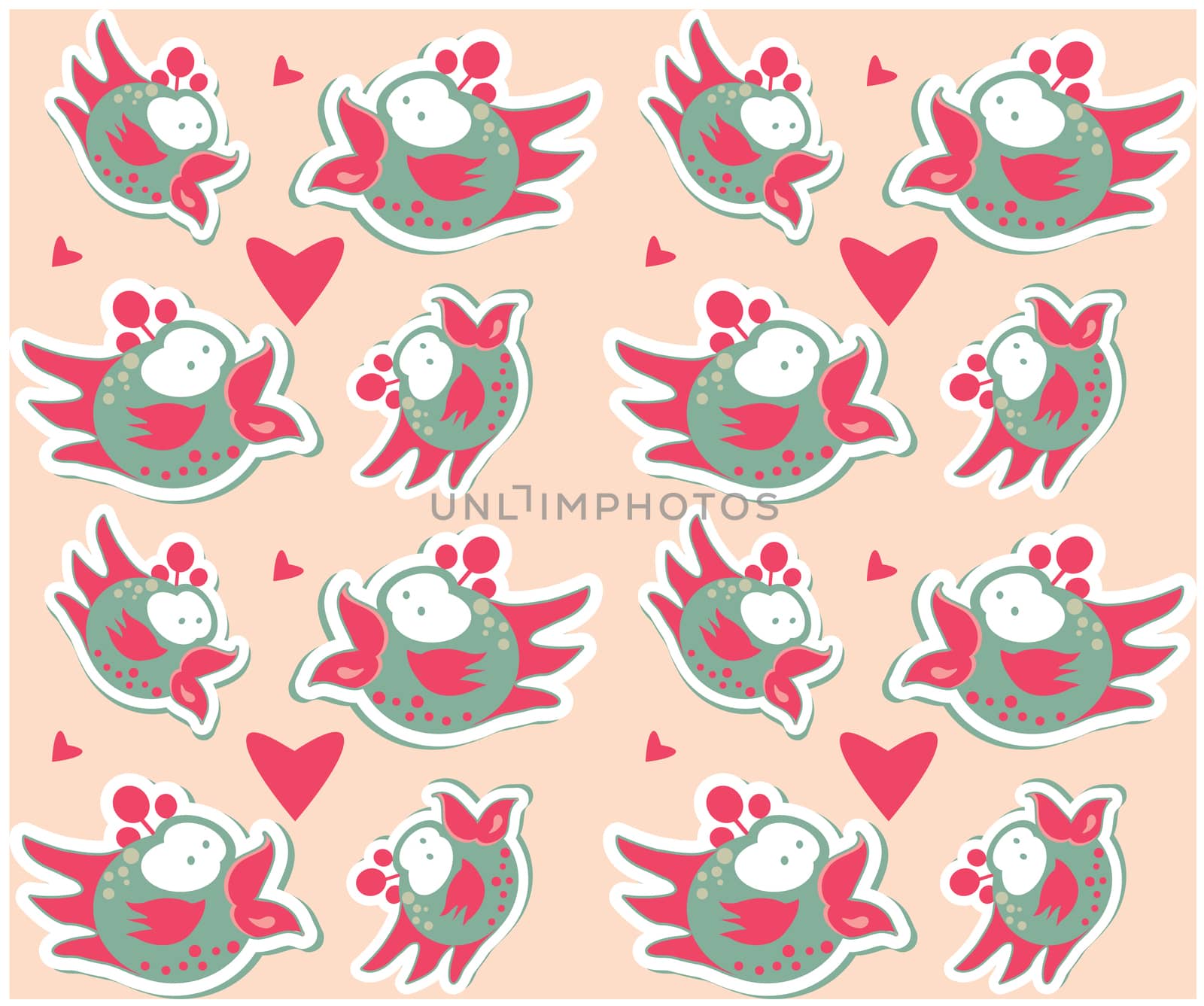 Colorful birds seamless pattern different cute birds background