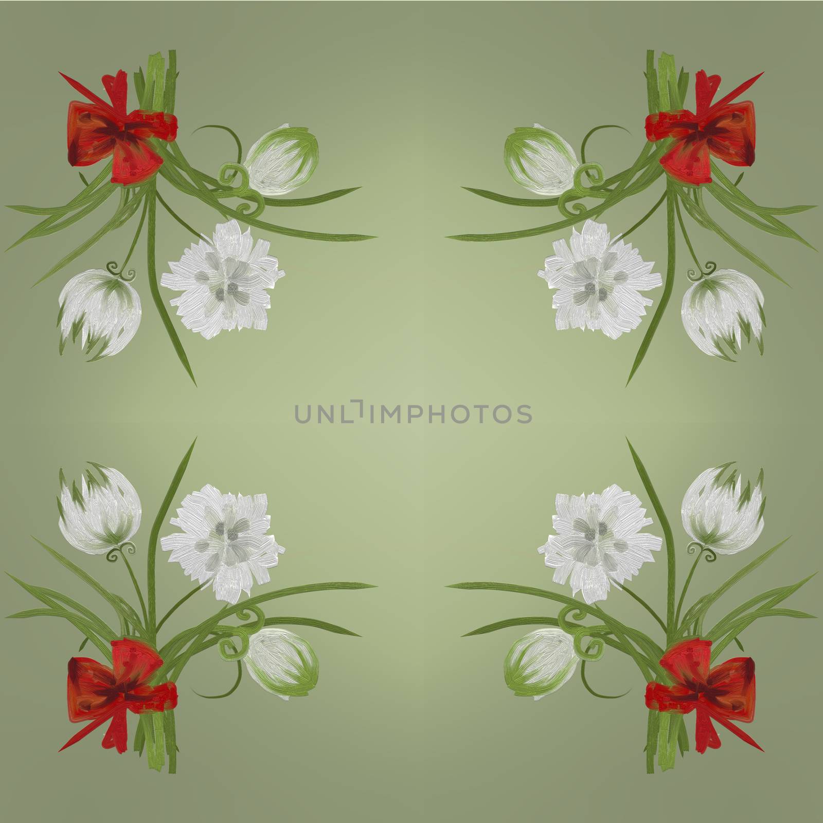 Retro white flower card background Hand Draw