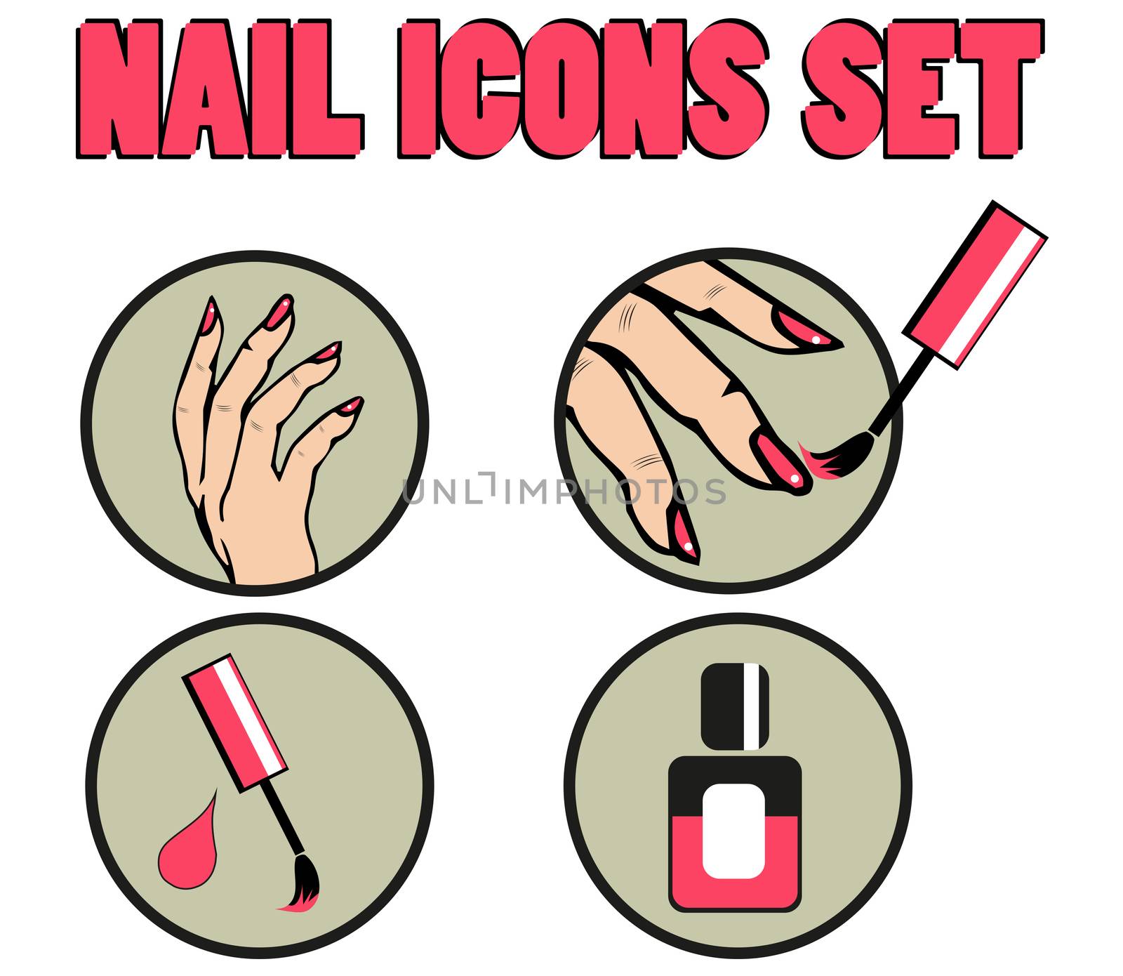  Nail polishing Vector Icons Set 