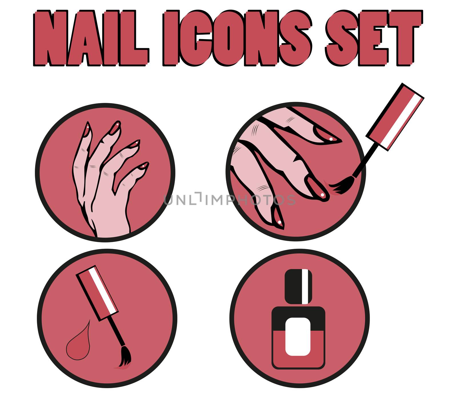  Nail polishing Vector Icons Set 