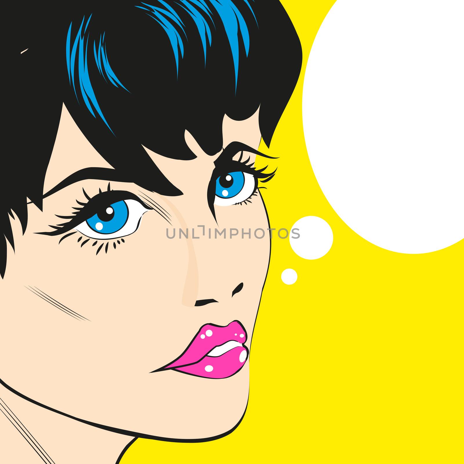 Comic Love Vector illustration of calm beautiful woman face