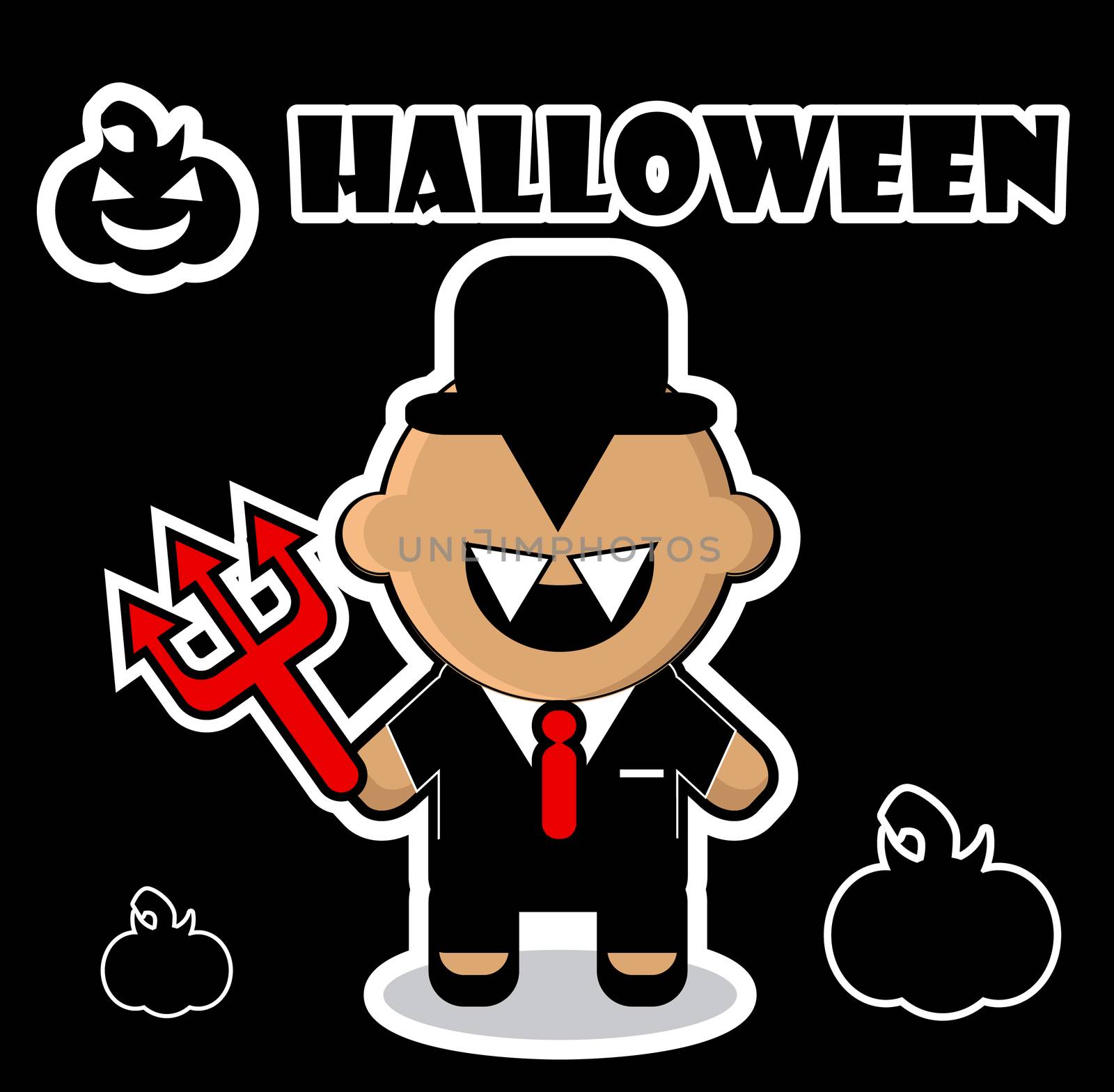 Halloween icon Devil businessman dracula card poster background