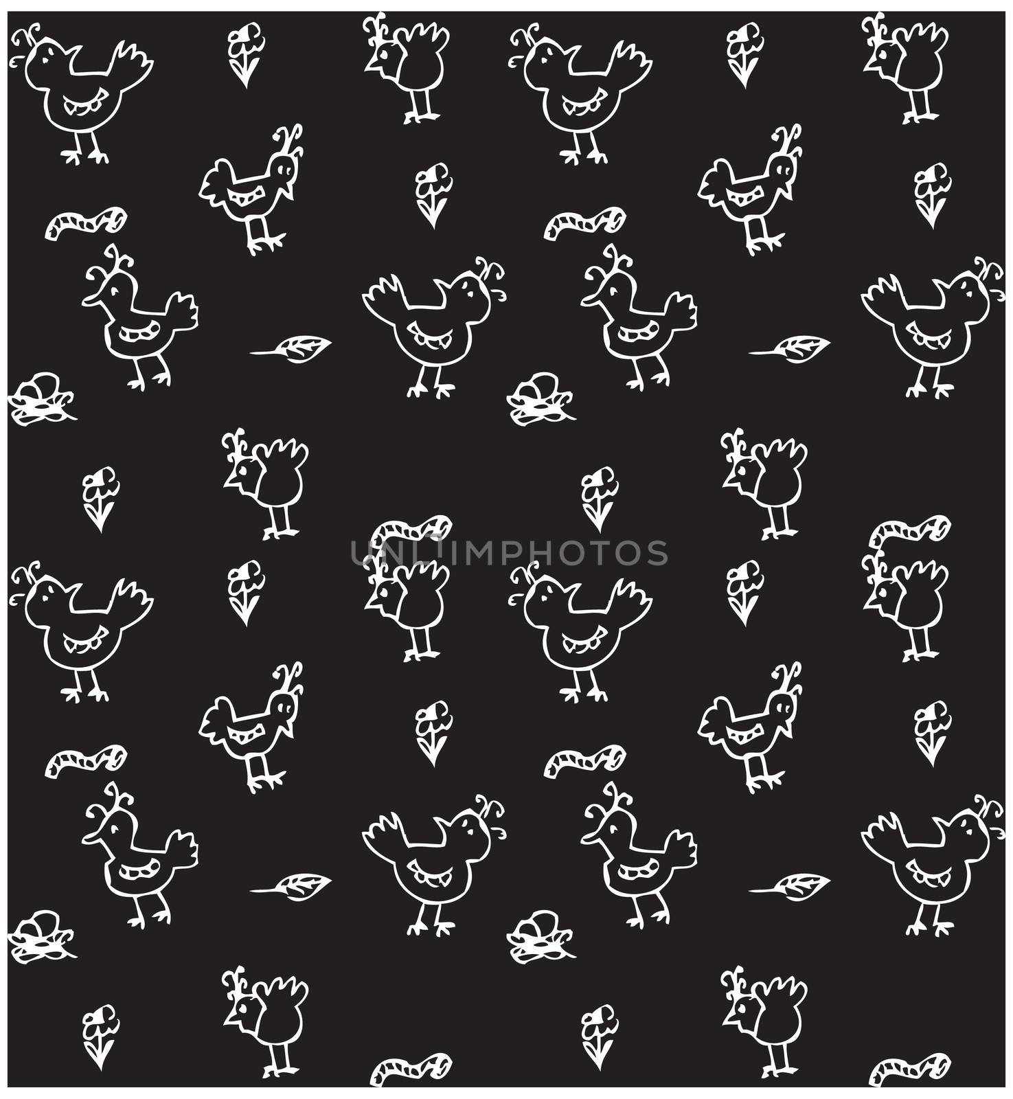 Cute birds seamless background vector Doodled birds seamless pattern, birds pattern, birds background 