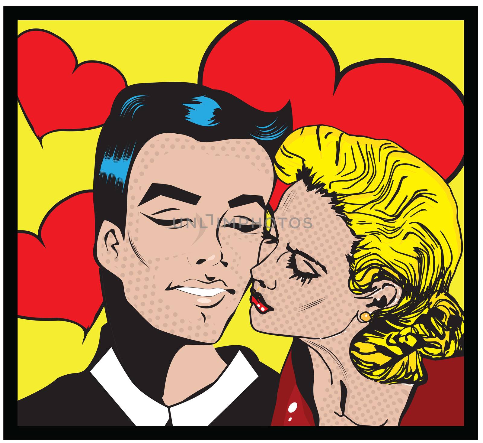 KIssing Couple Pop art by IconsJewelry