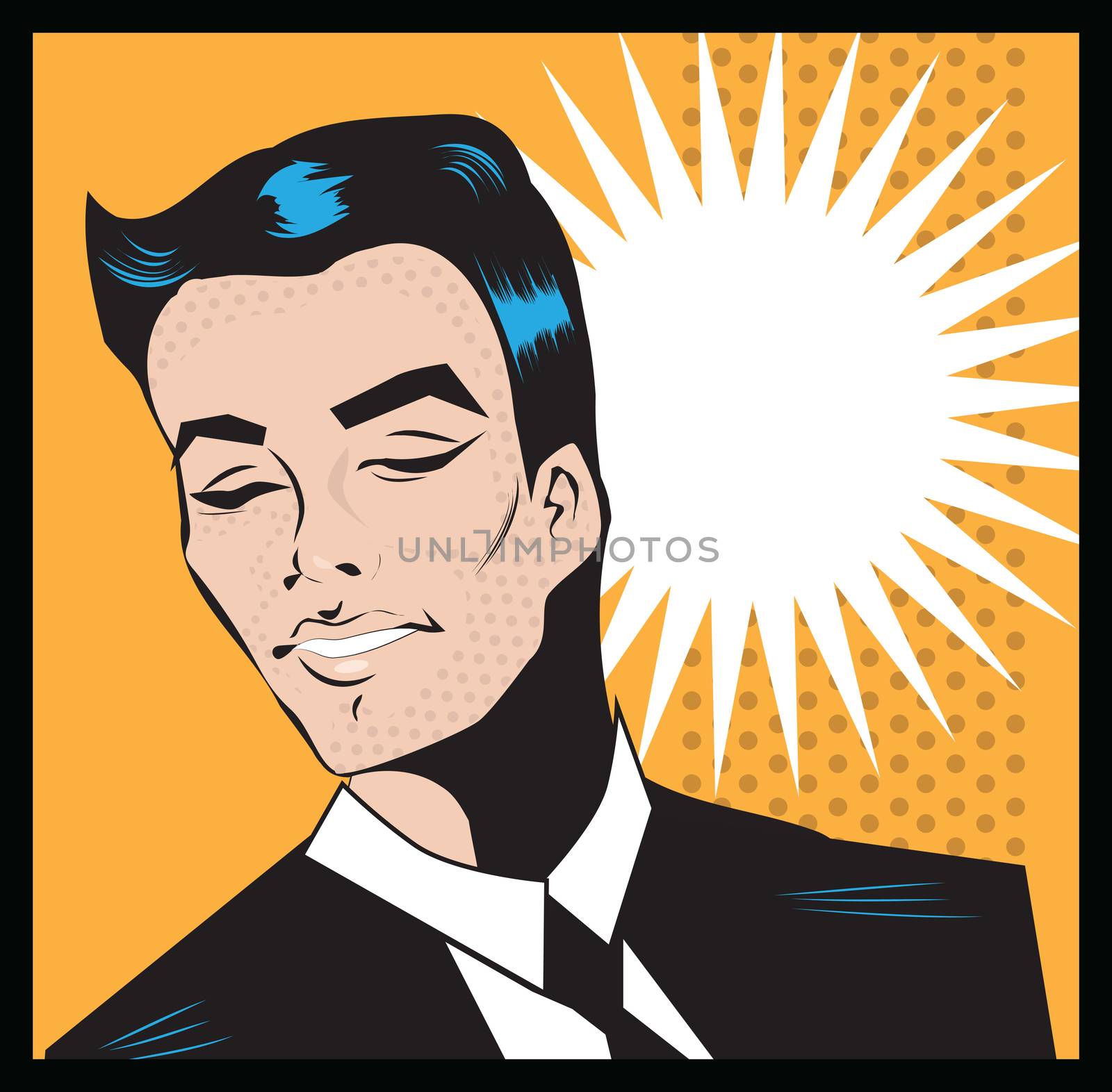Pop Art Man -  dot and color illustration background