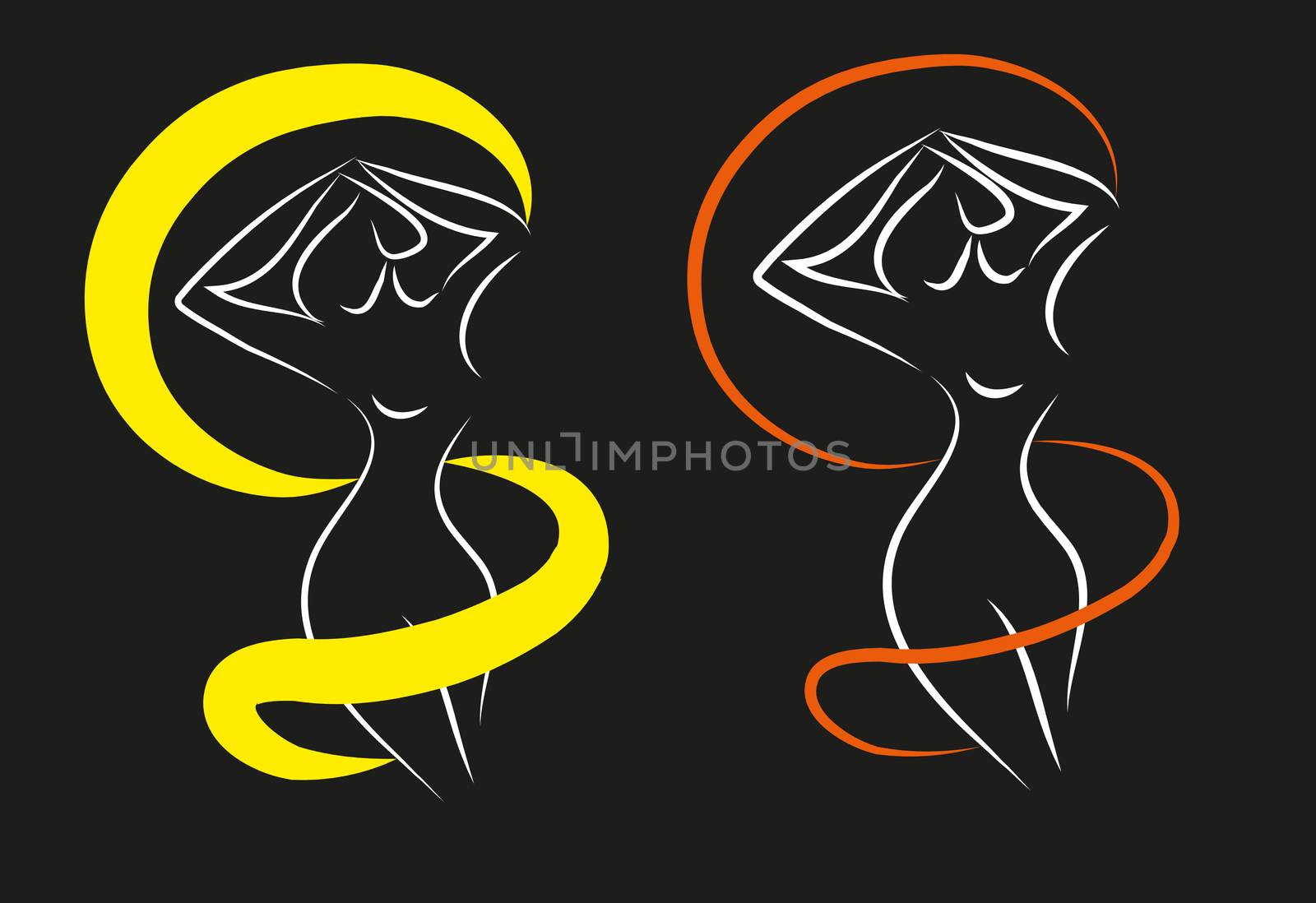 beautiful nude woman silhouettes of woman for fitness diet  by IconsJewelry