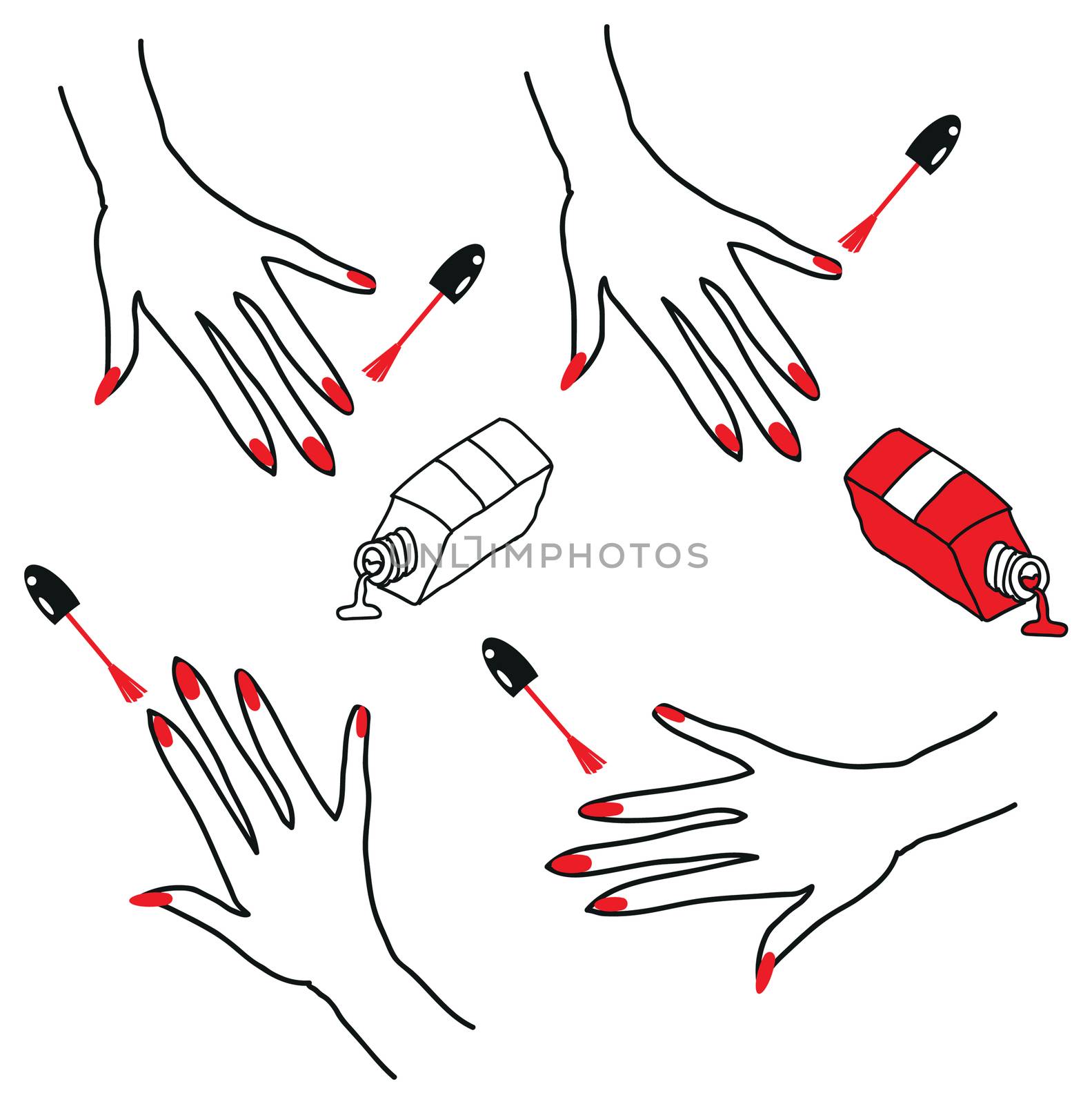 Manicure icons tattoo style hands nail polish by IconsJewelry