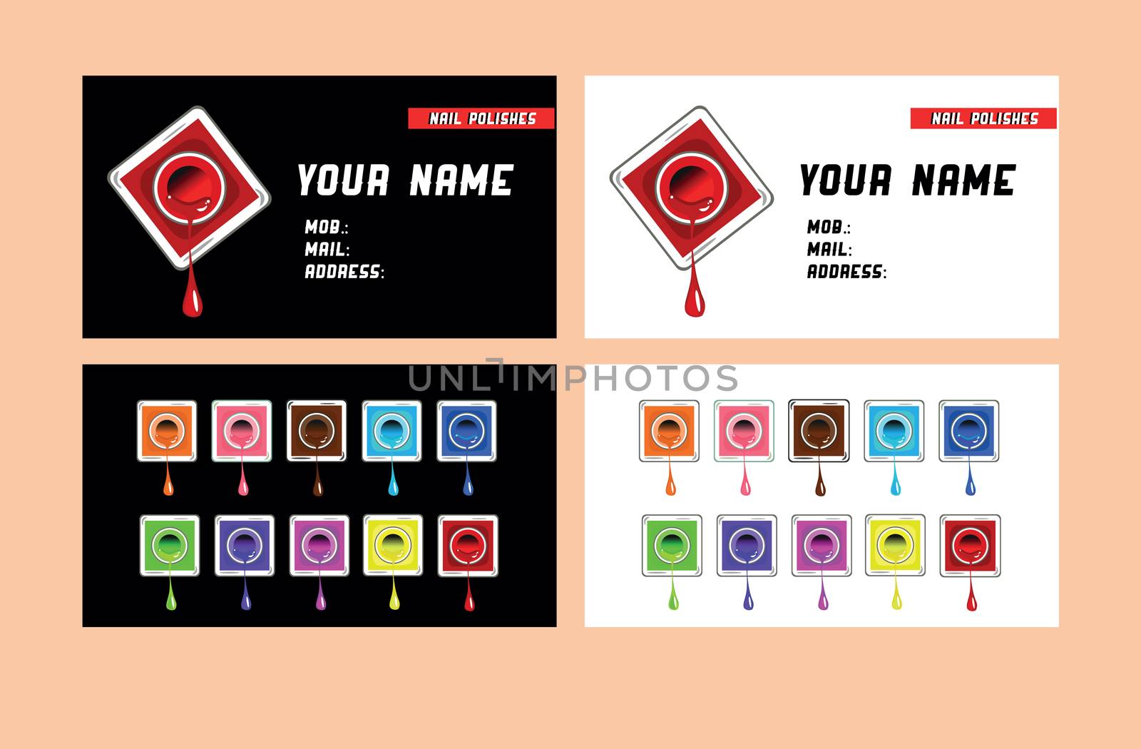Vector business card template set  manicure salon, woman clean theme business card template 