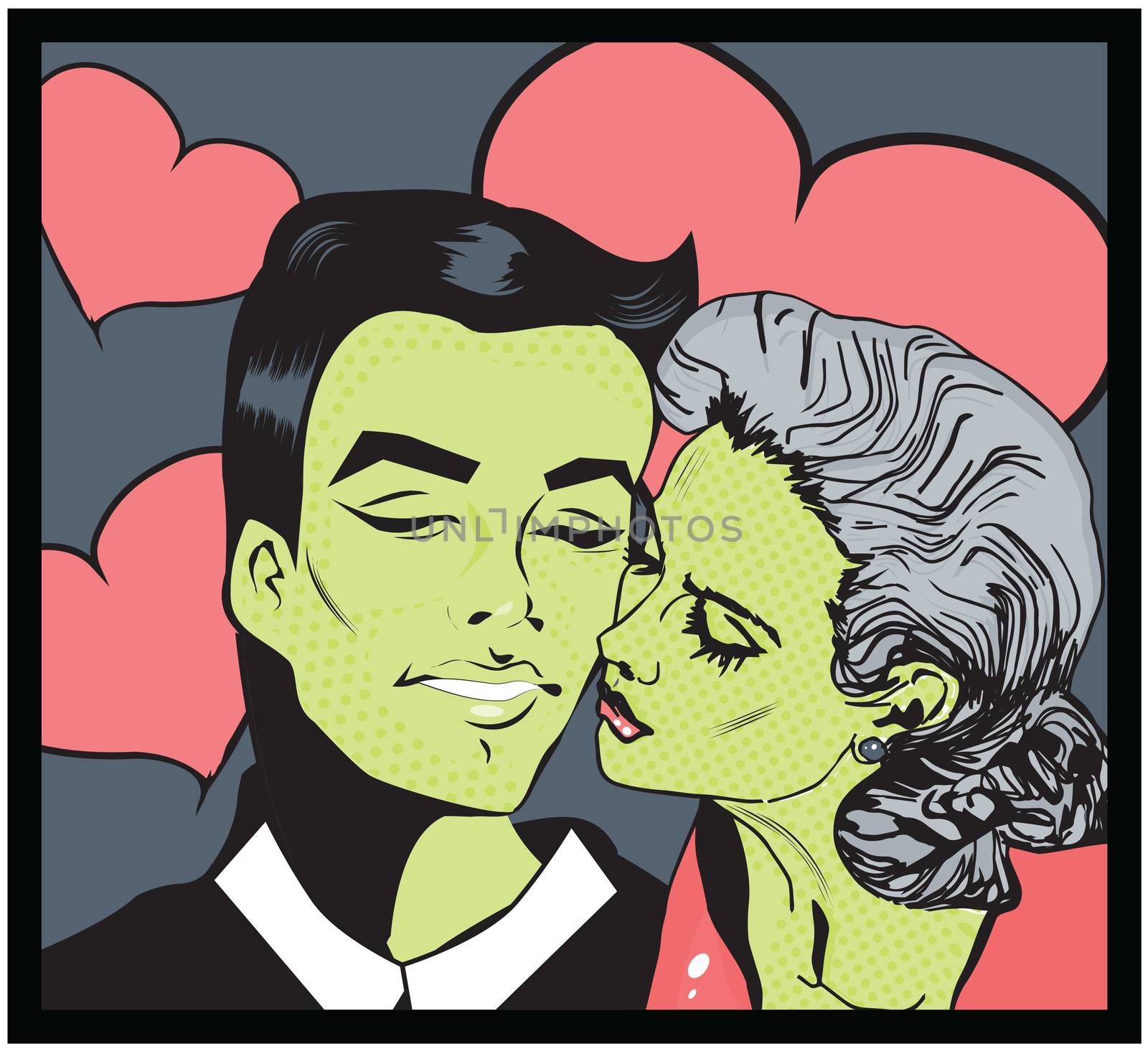 KIssing Couple Pop art by IconsJewelry