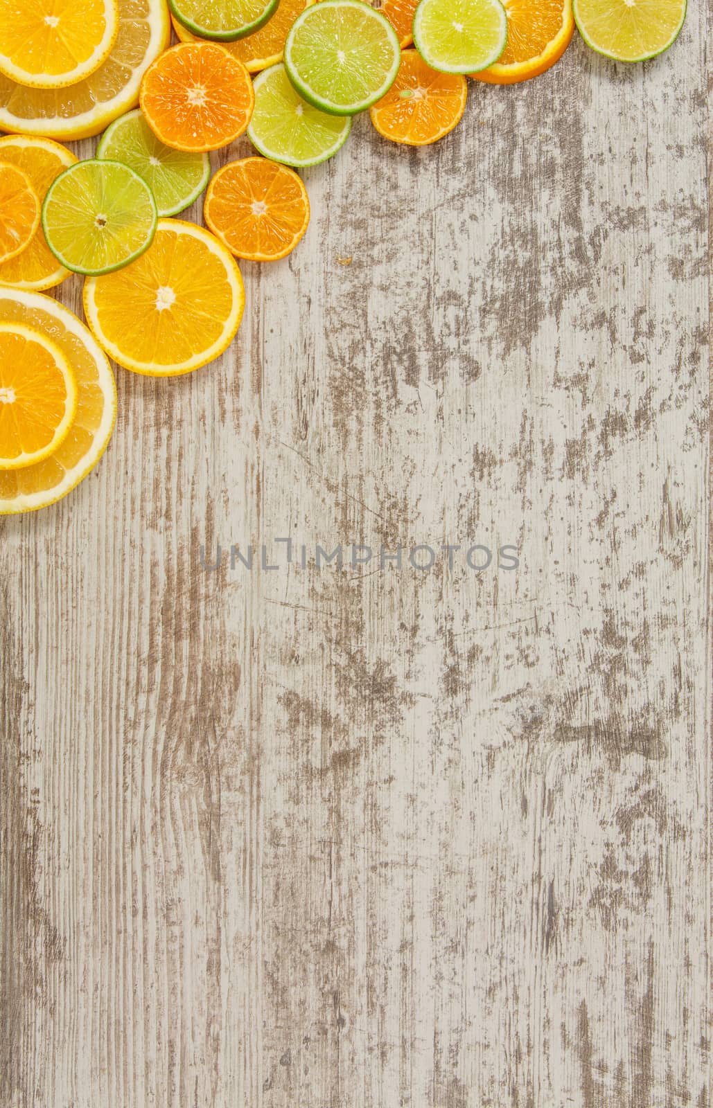 Background with copy space from citrus fruits