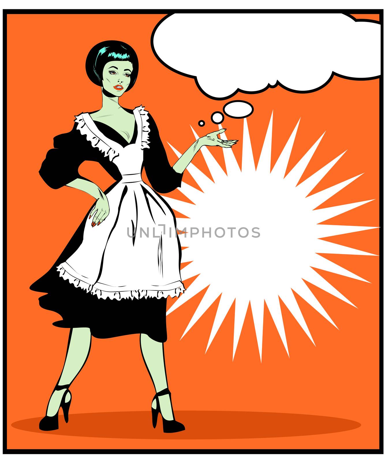 Helpful Housewife - Retro Clip Art in popart vintage style