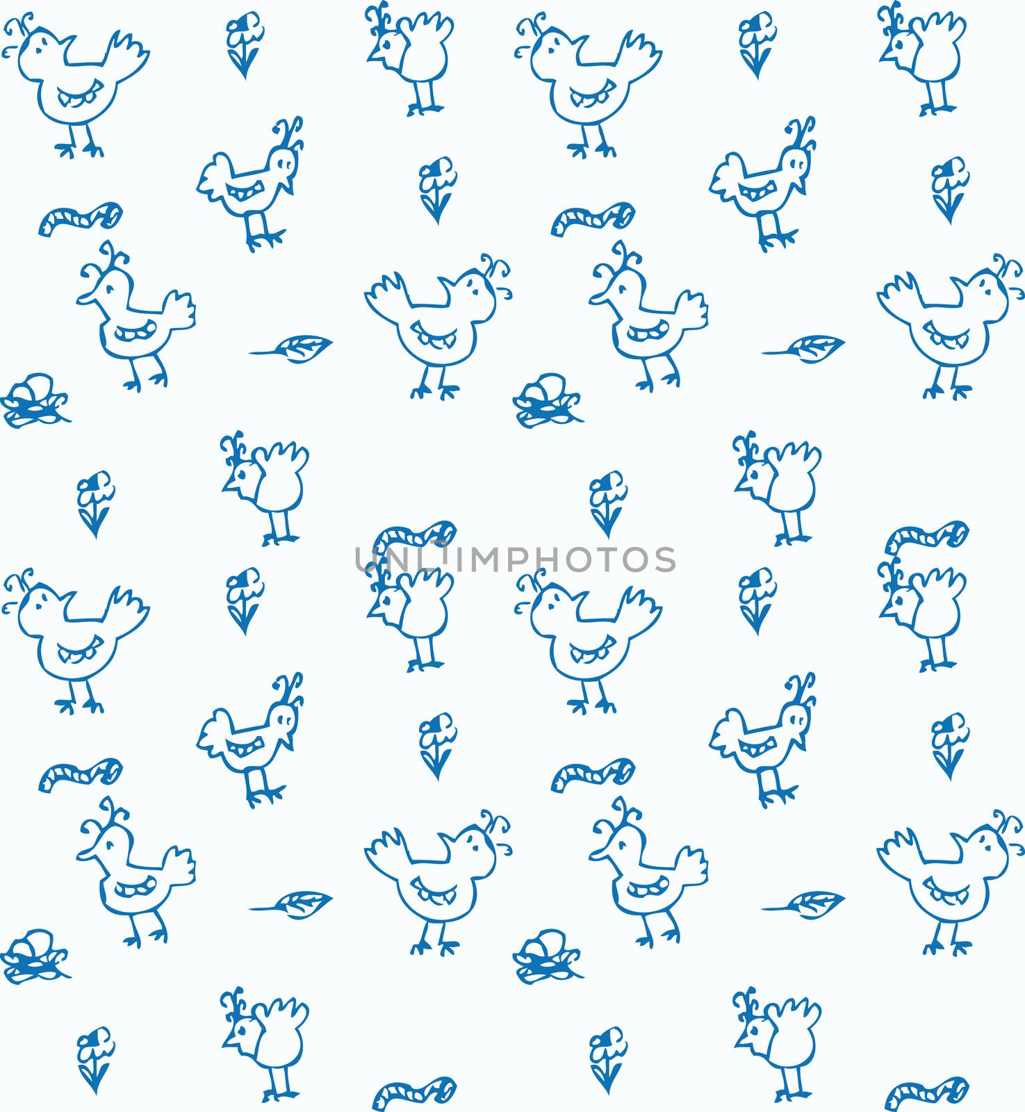 Cute birds seamless background vector Doodled birds seamless pat by IconsJewelry