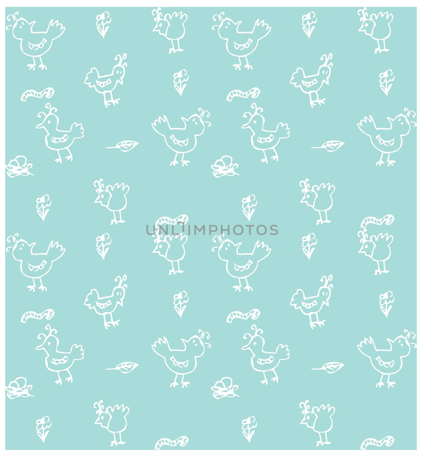 Cute birds seamless background vector Doodled birds seamless pat by IconsJewelry