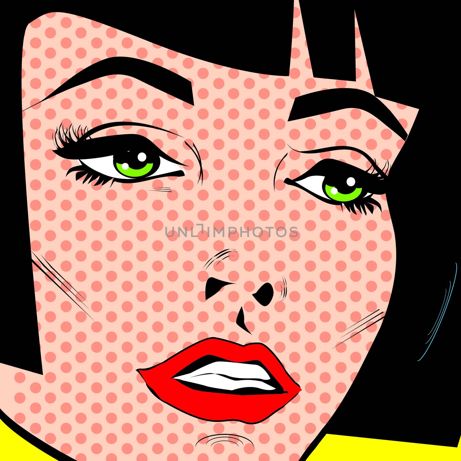 Vintage woman face pop art retro poster