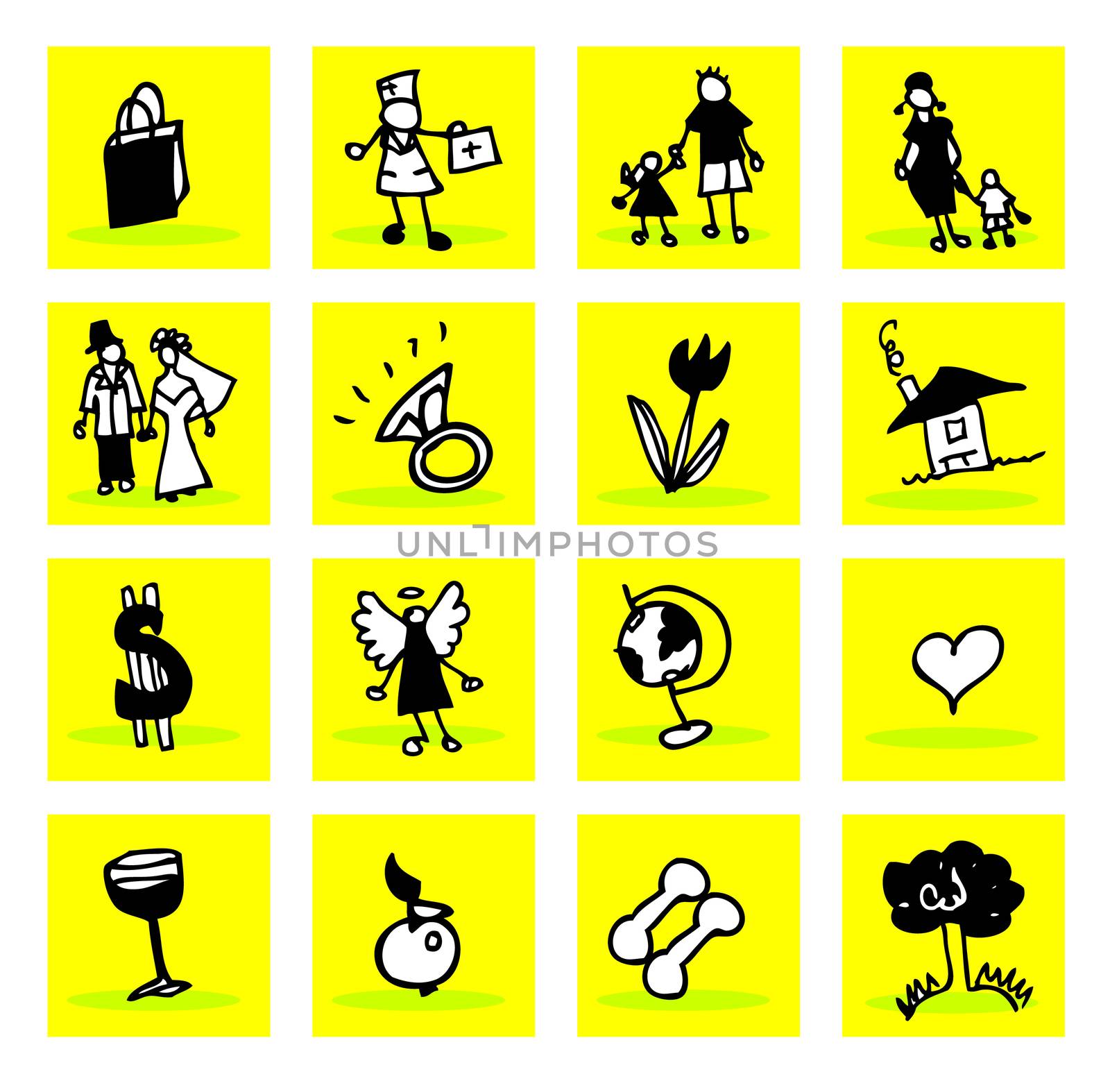 abstract icons set : family, business, medical, nature