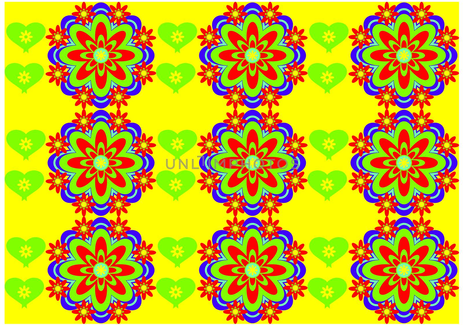 Vector flower background with hearts seamless love pattern