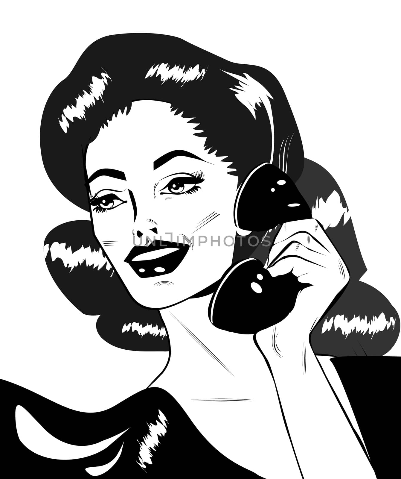 Lady Chatting On The Phone - Retro Clip Art  by IconsJewelry