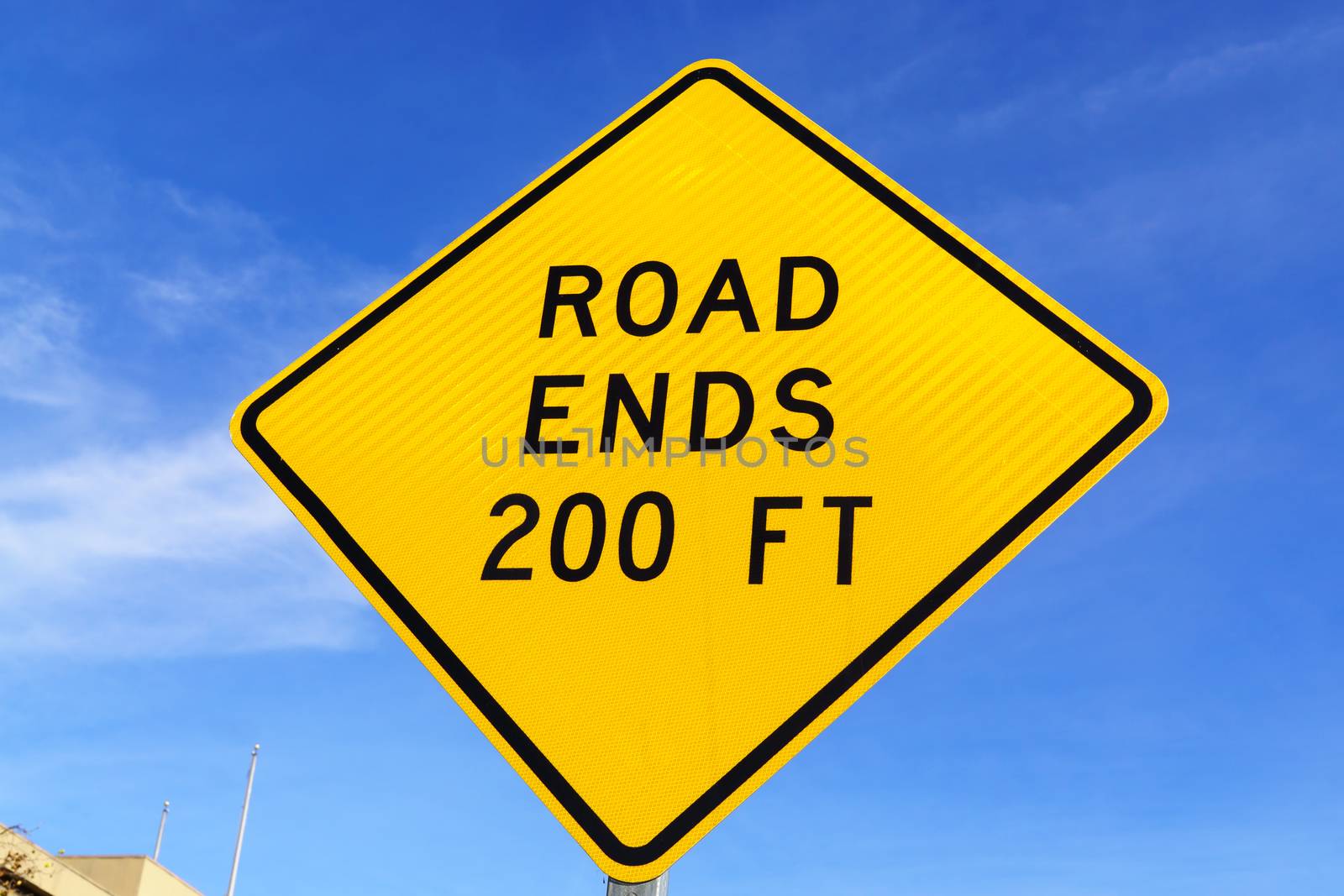Yellow Road Ends Ahead Sign by wolterk