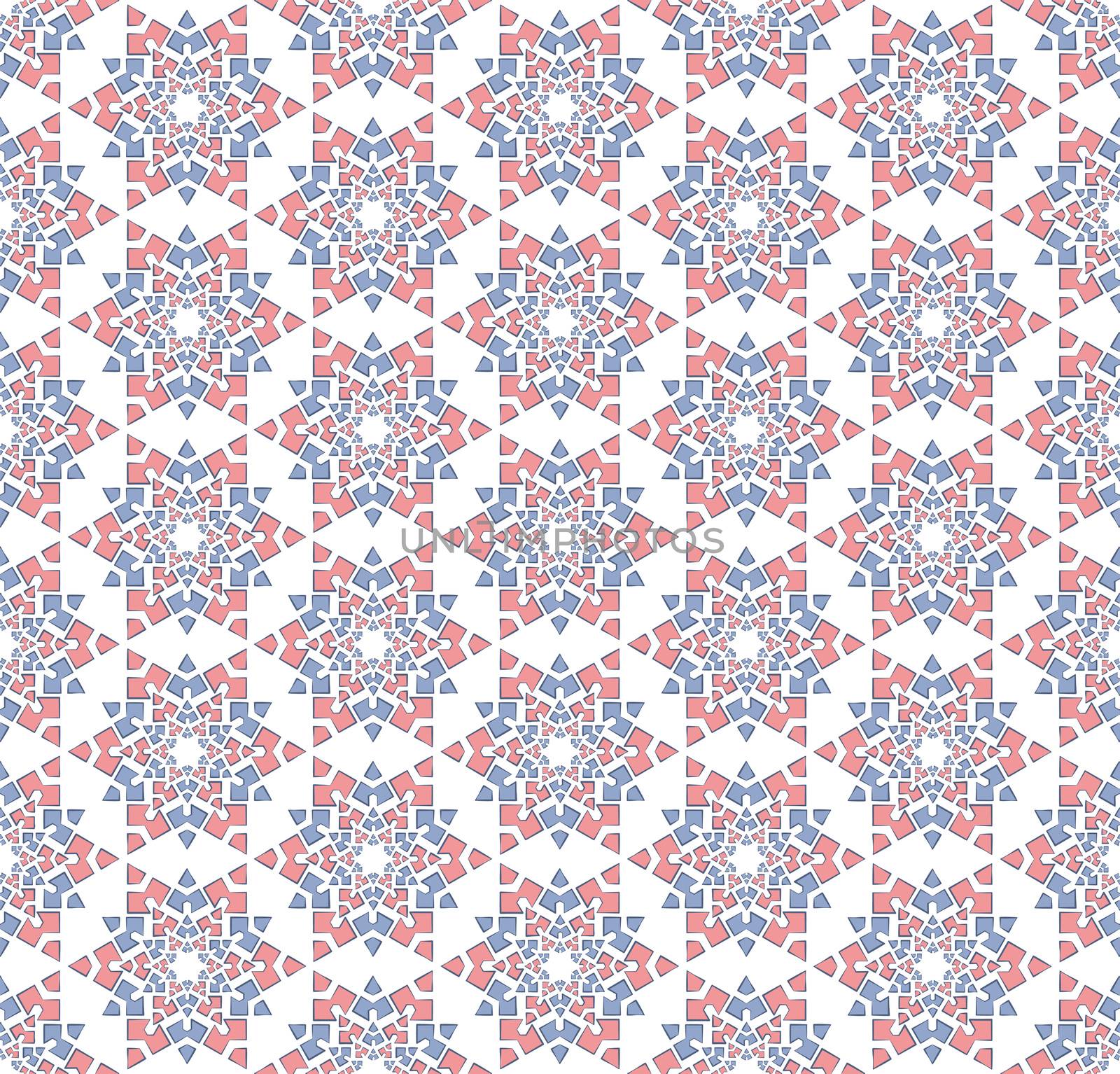 Abstract background or textile Winter blue pink star pattern
