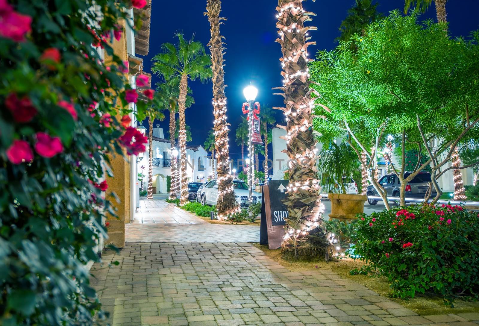 Holiday Season in La Quinta Old Downtown. La Quinta, California, USA. Christmas Decoration in the City.