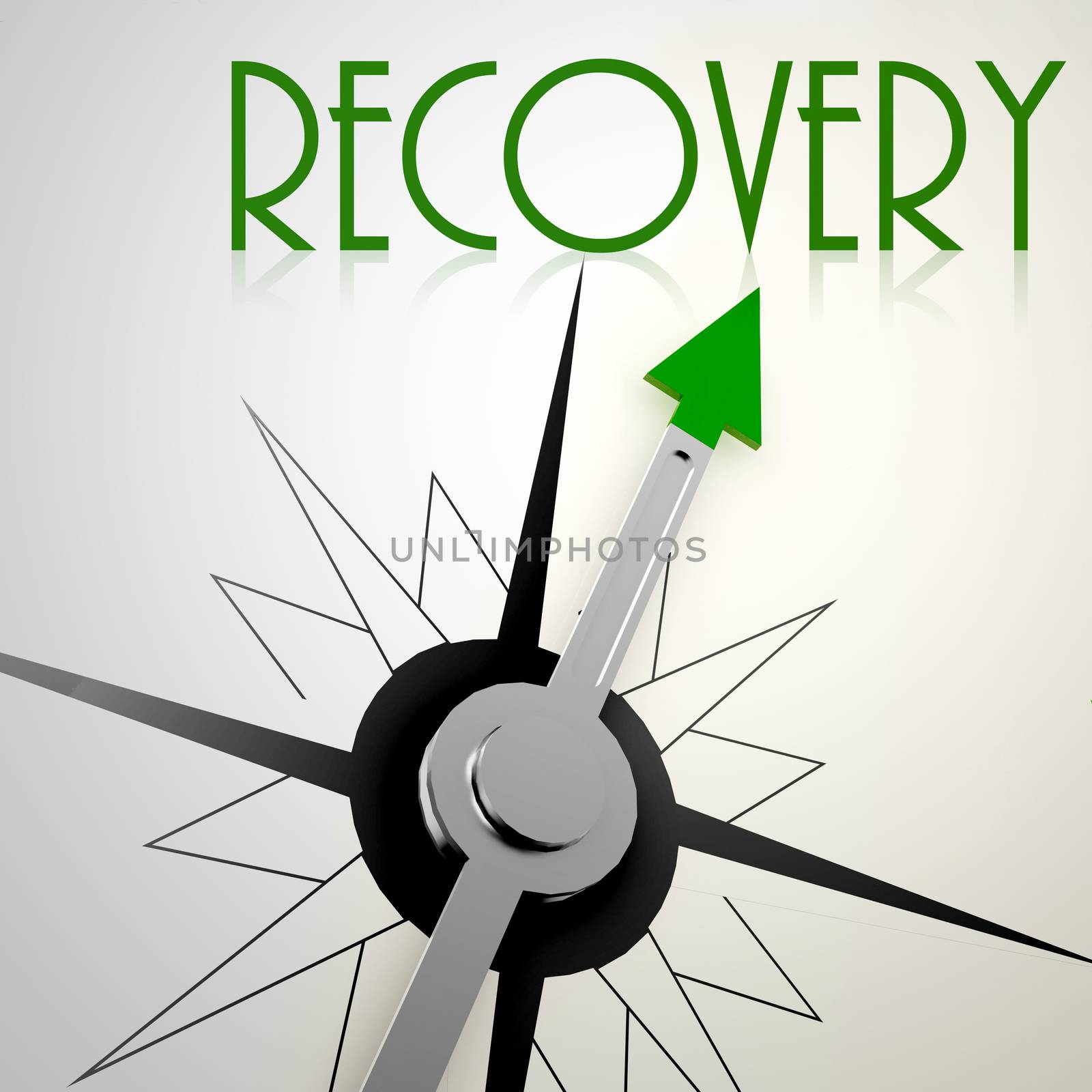 Recovery on green compass. Concept of healthy lifestyle