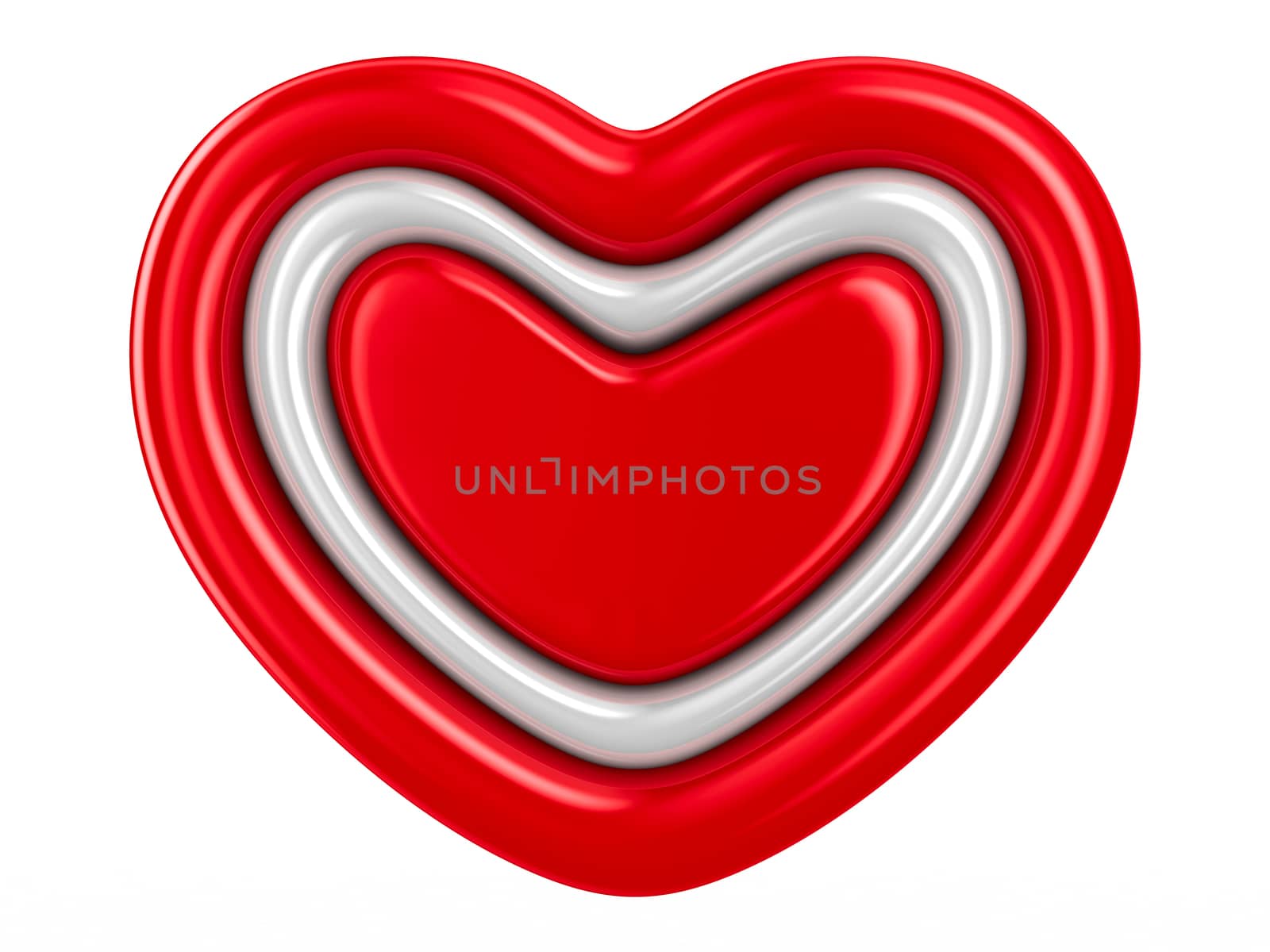 Isolated heart on white background. 3D image