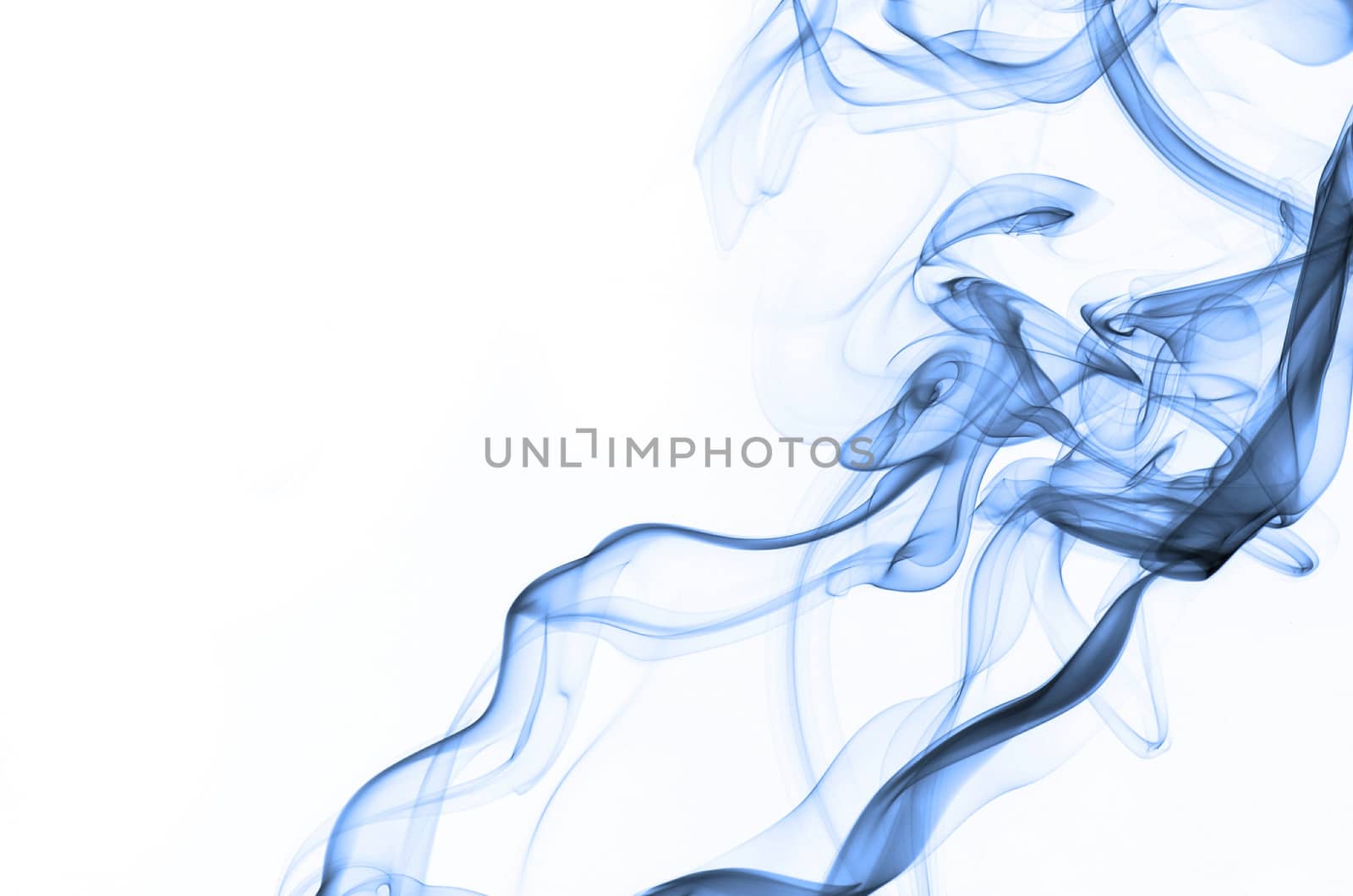 Smoke swirling on white background, visible feature face with long tongue

