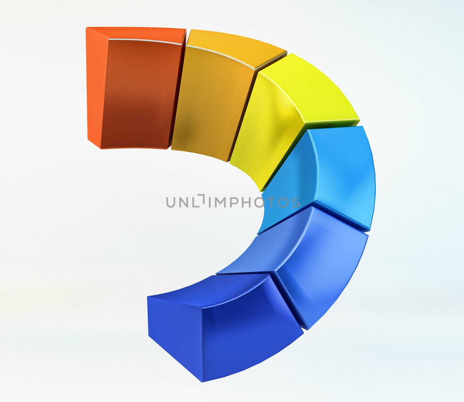 colour scale 3d logo. volumetric chromatic array logotype. from cold to warm shades