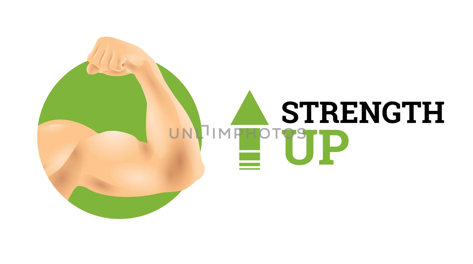 role playing game design interface element biceps strength up skill improve achievment illustration