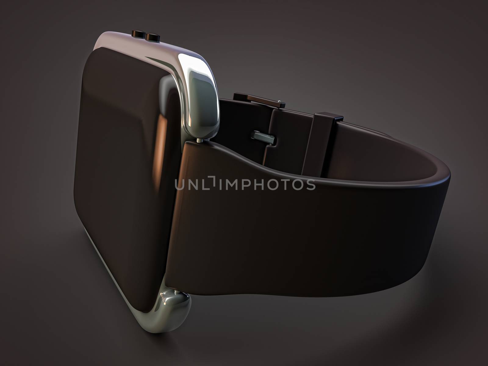 smartwatch wearables with chrome bezel display isolated on dark background