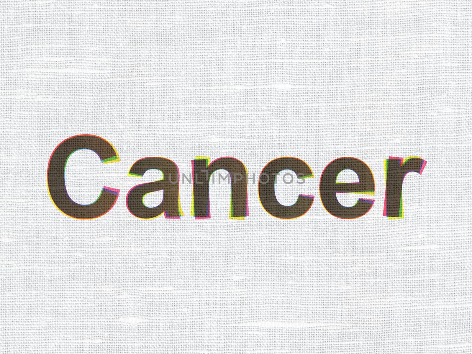 Health concept: CMYK Cancer on linen fabric texture background