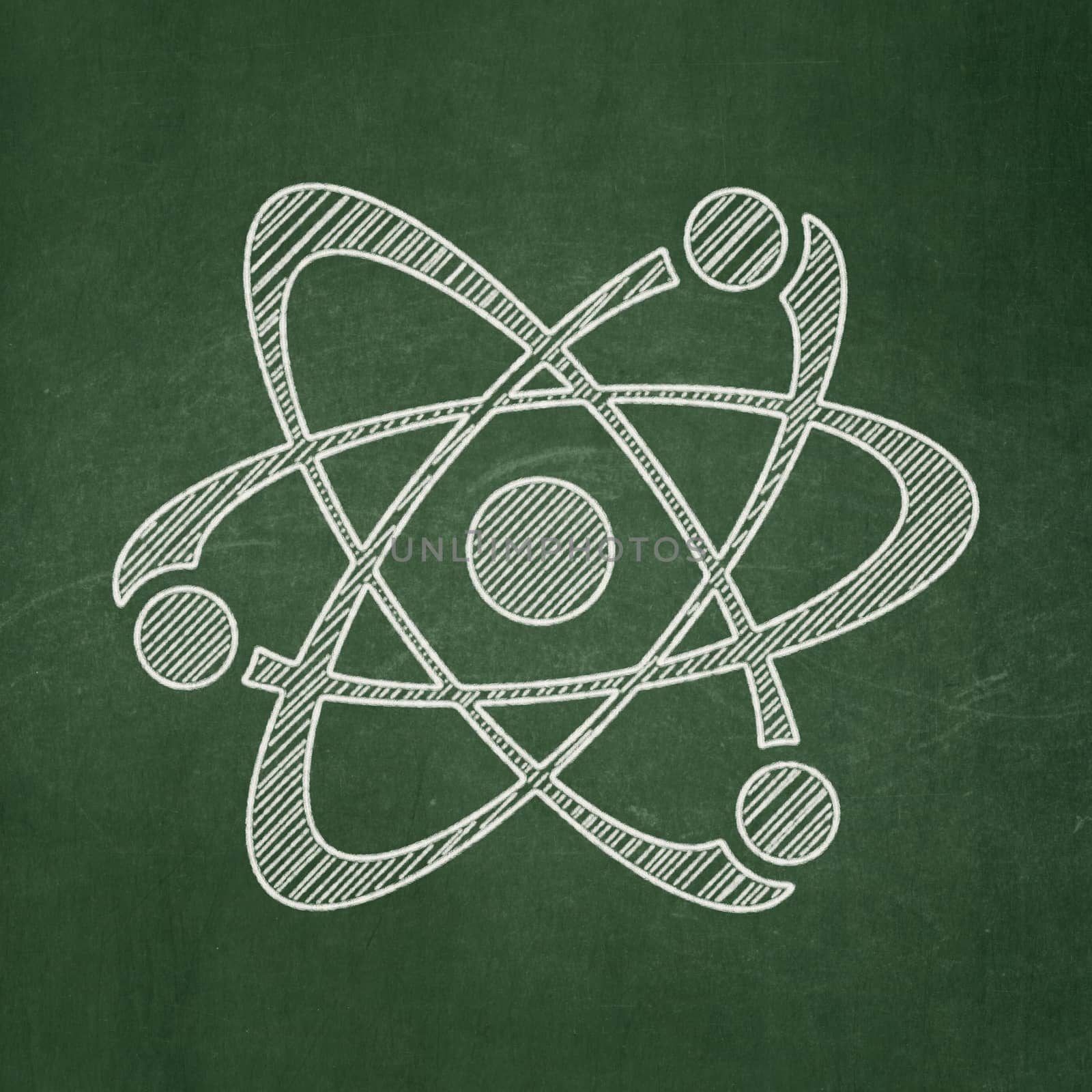 Science concept: Molecule icon on Green chalkboard background