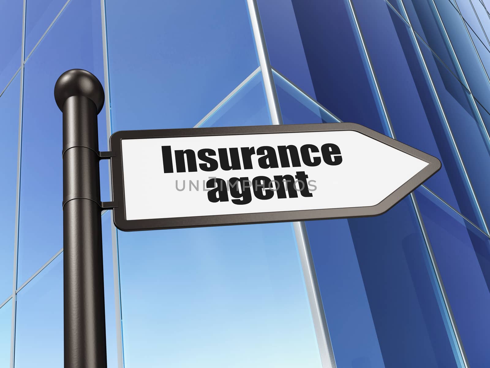 Insurance concept: sign Insurance Agent on Building background, 3d render