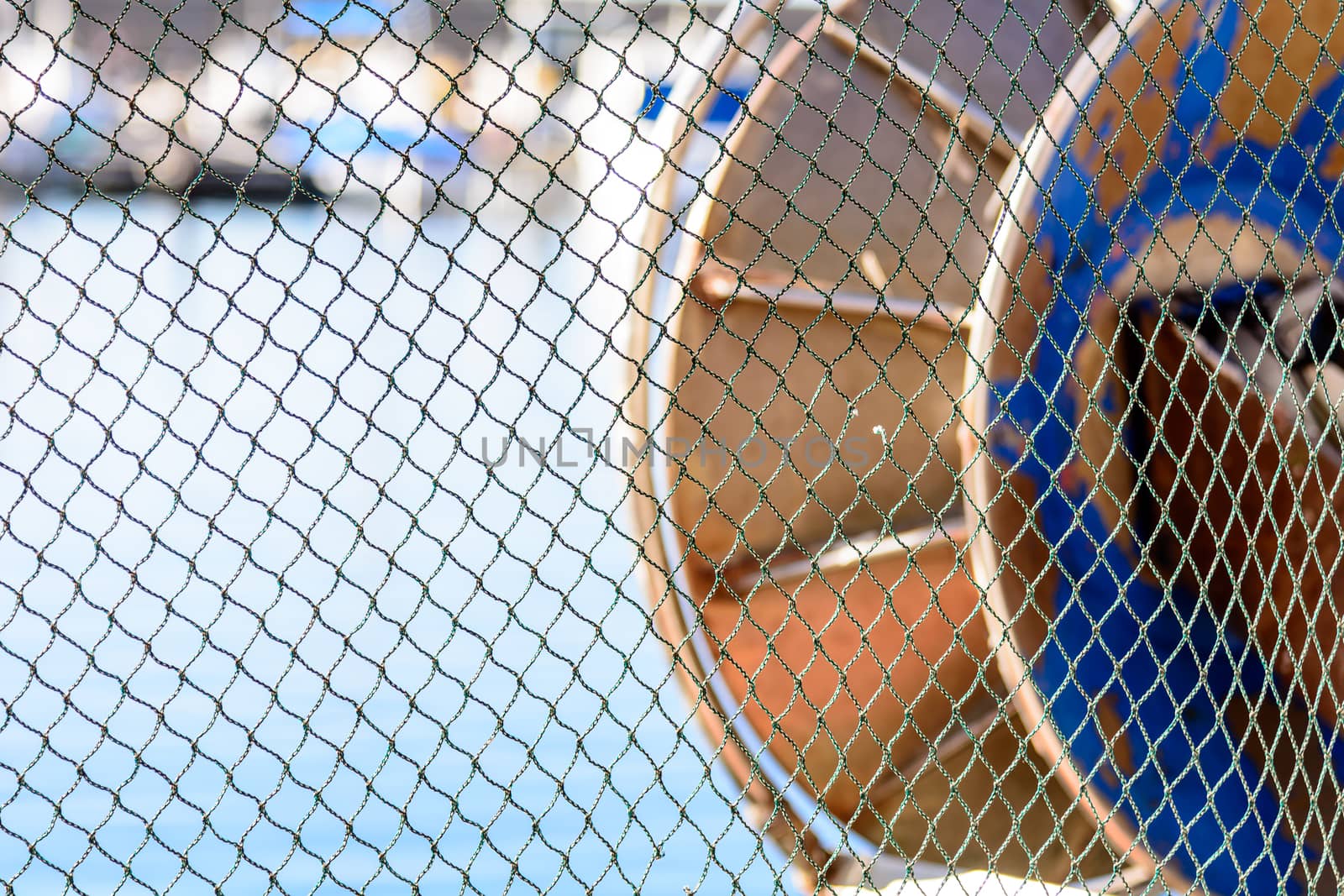 Fragmentary view details of knots and ropes on the yacht moored in the dock