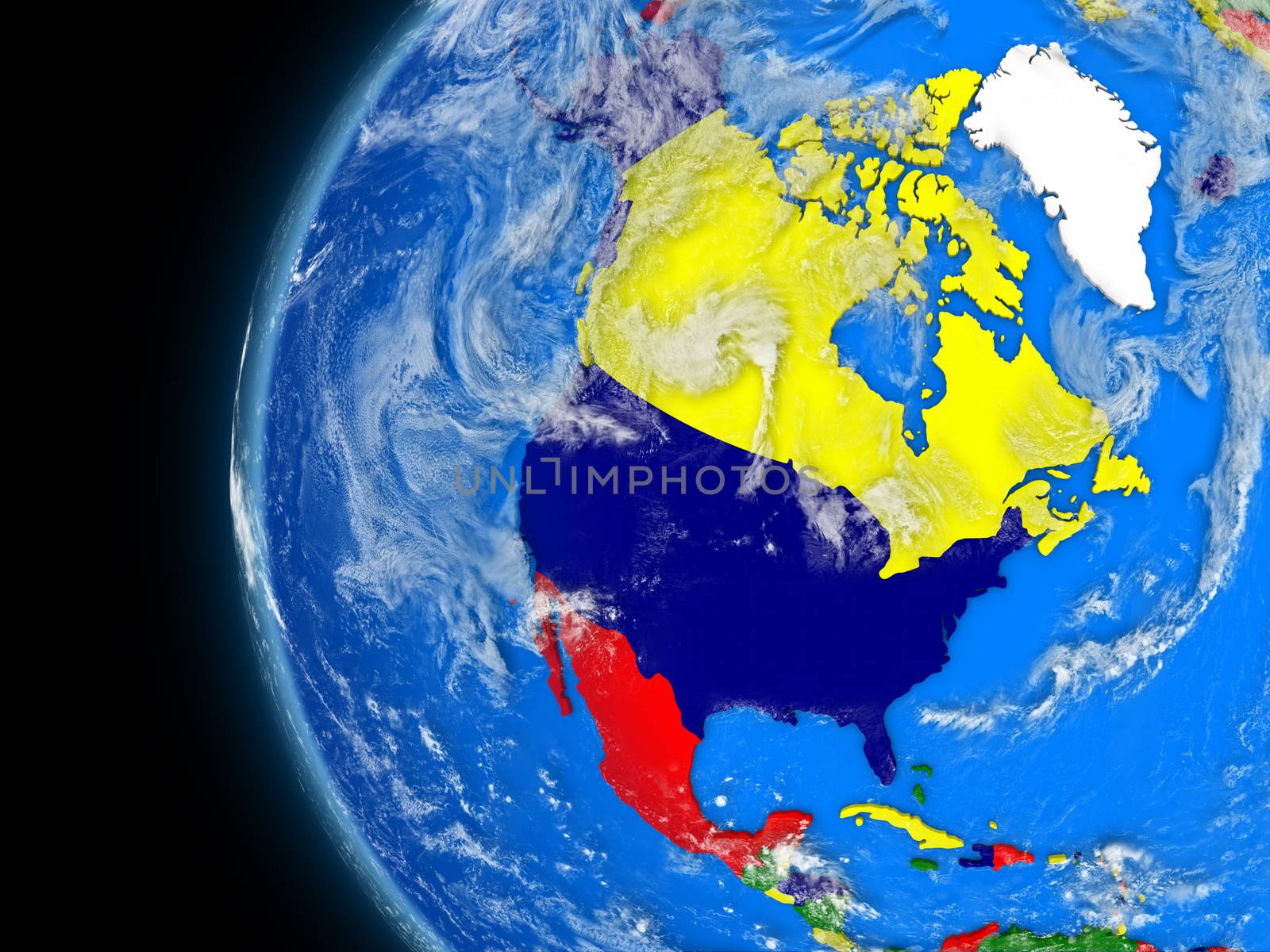 north american continent on political globe by Harvepino