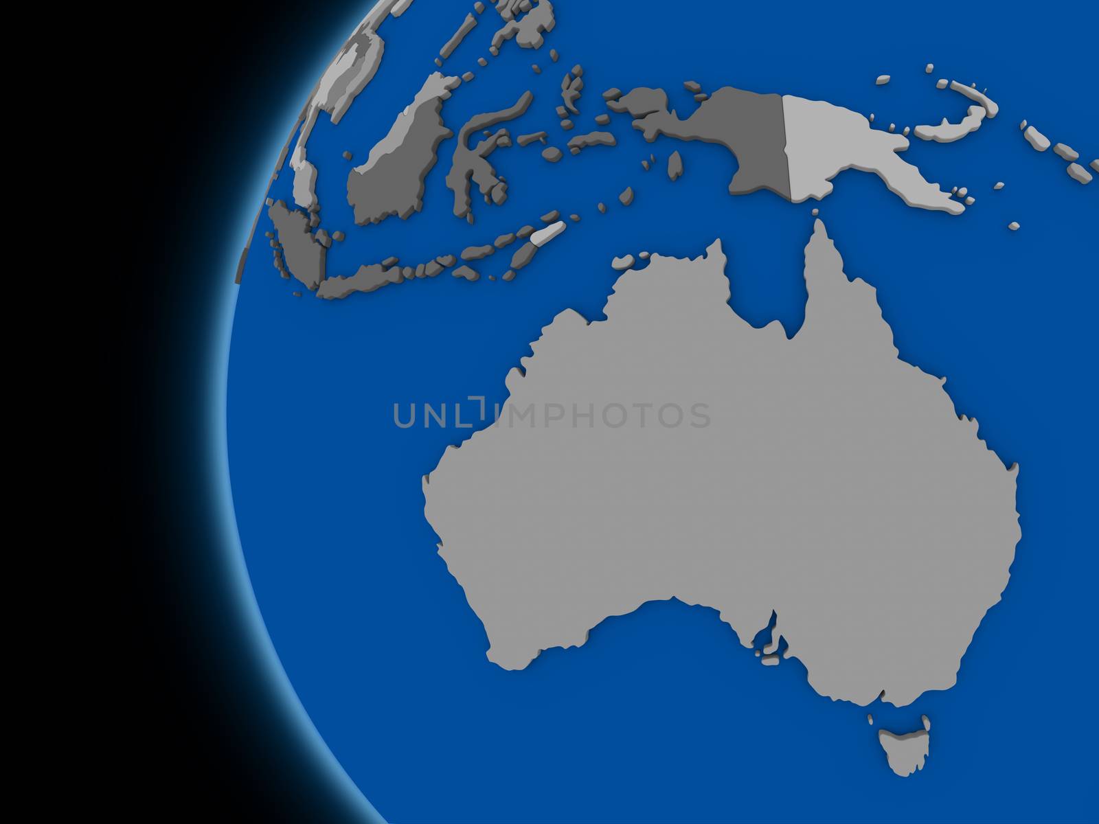 Australian continent on political Earth by Harvepino