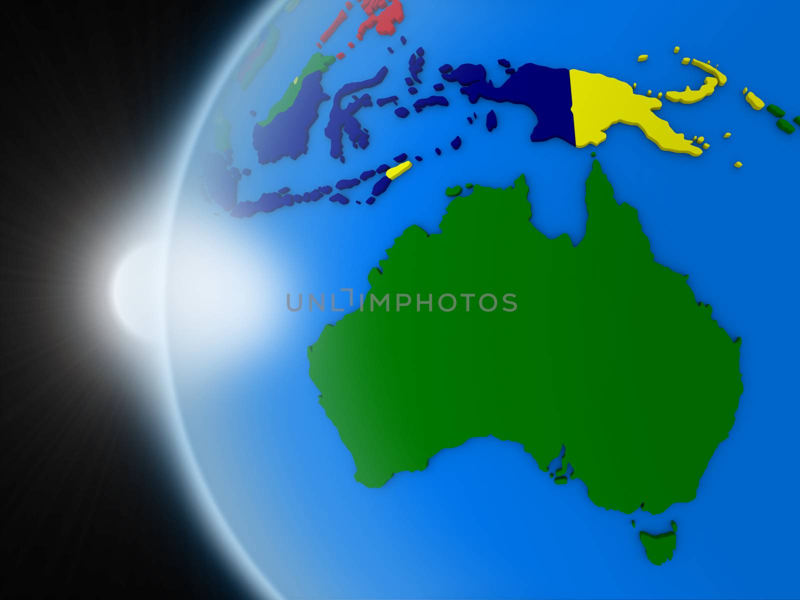 Sunset over Australian continent from space by Harvepino