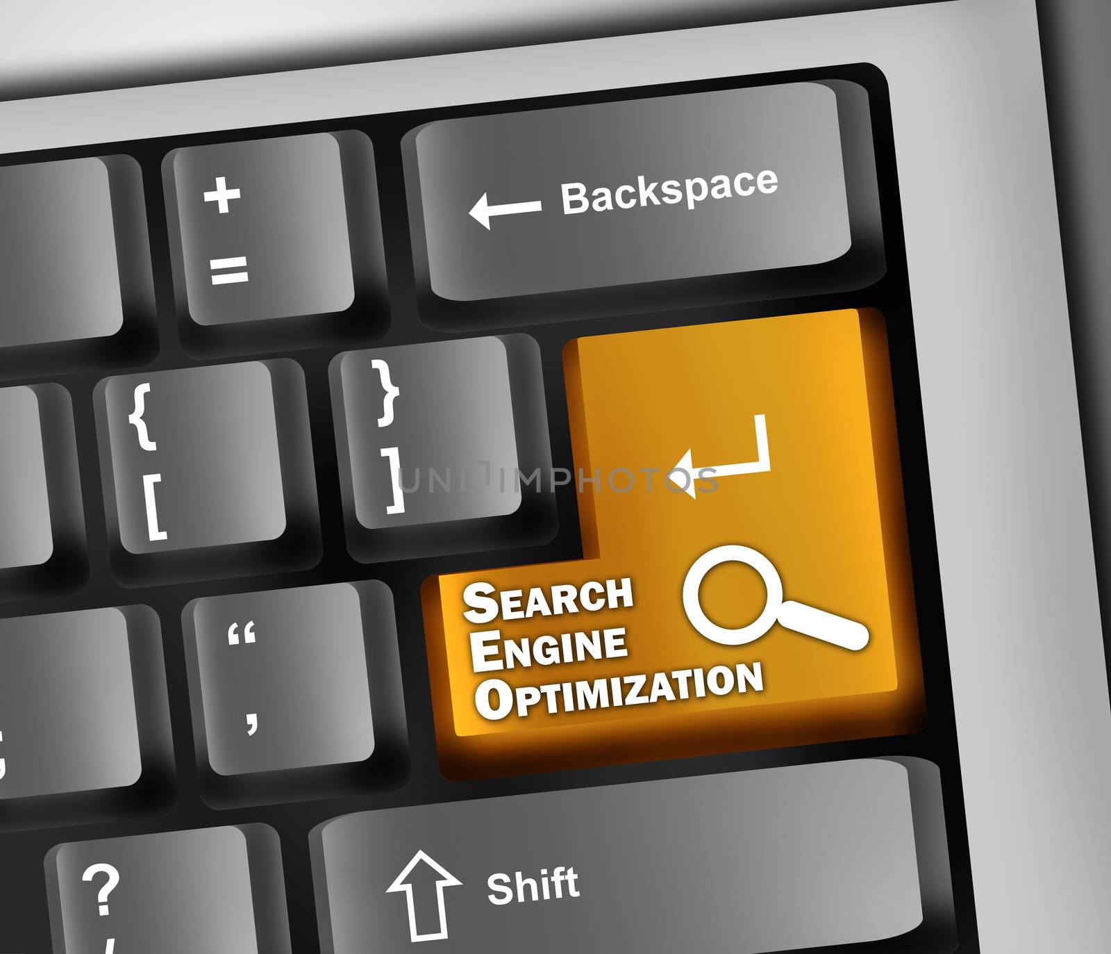 Keyboard Illustration "SEO - Search Engine Optimization" by mindscanner