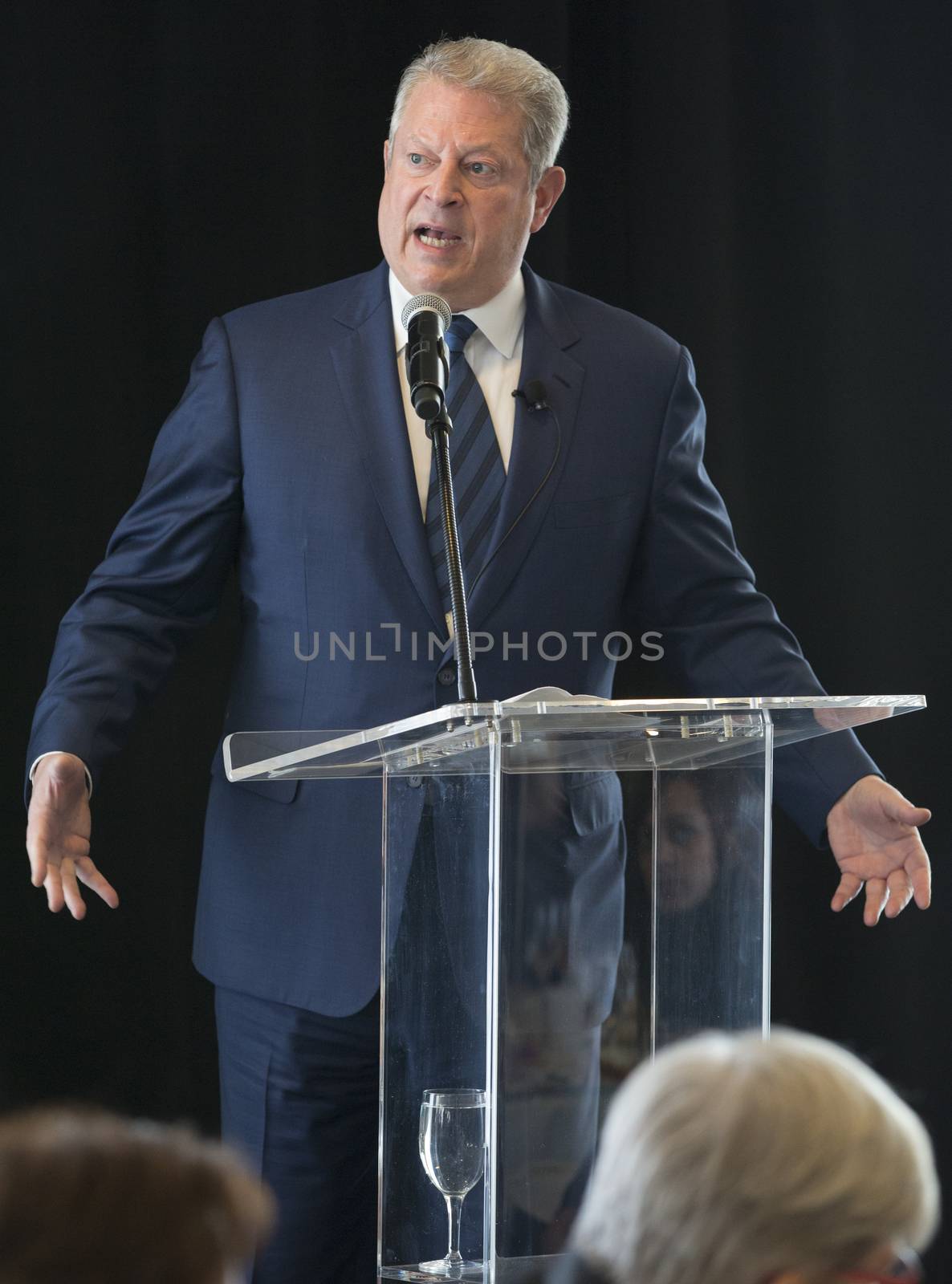 USA, New York: Former vice president and environmental activist Al Gore addresses the Investor Summit on Climate Risk at the United Nations in New York City on January 27, 2016. There, leaders and investors discuss climate change and the future of clean energy, following on the Paris Agreement, struck at COP21 in December.