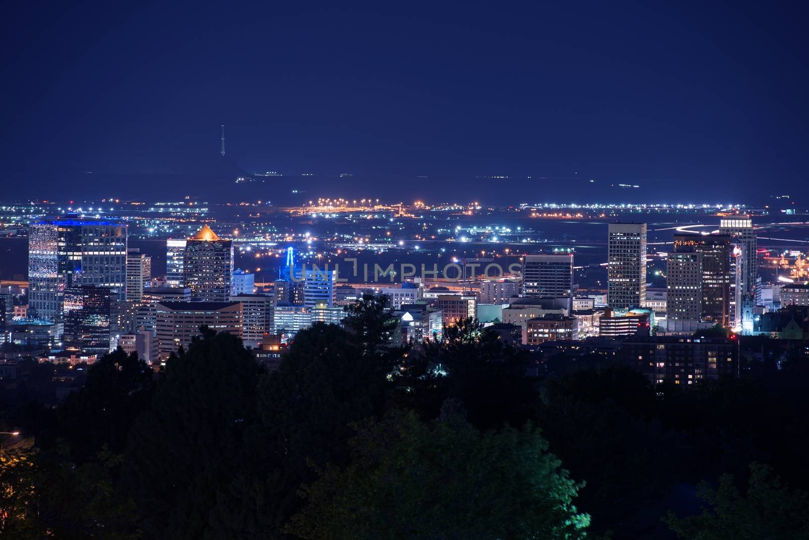 Sale Lake City Utah at Night. Salt Lake City Skyline