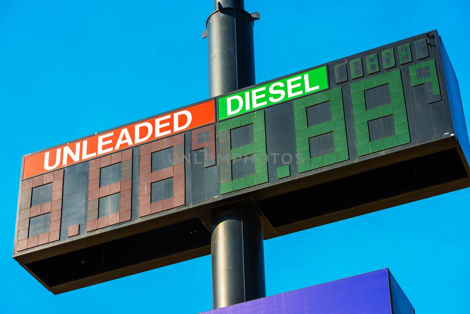 Large LED Gas Prices Sign at American Gas Station
