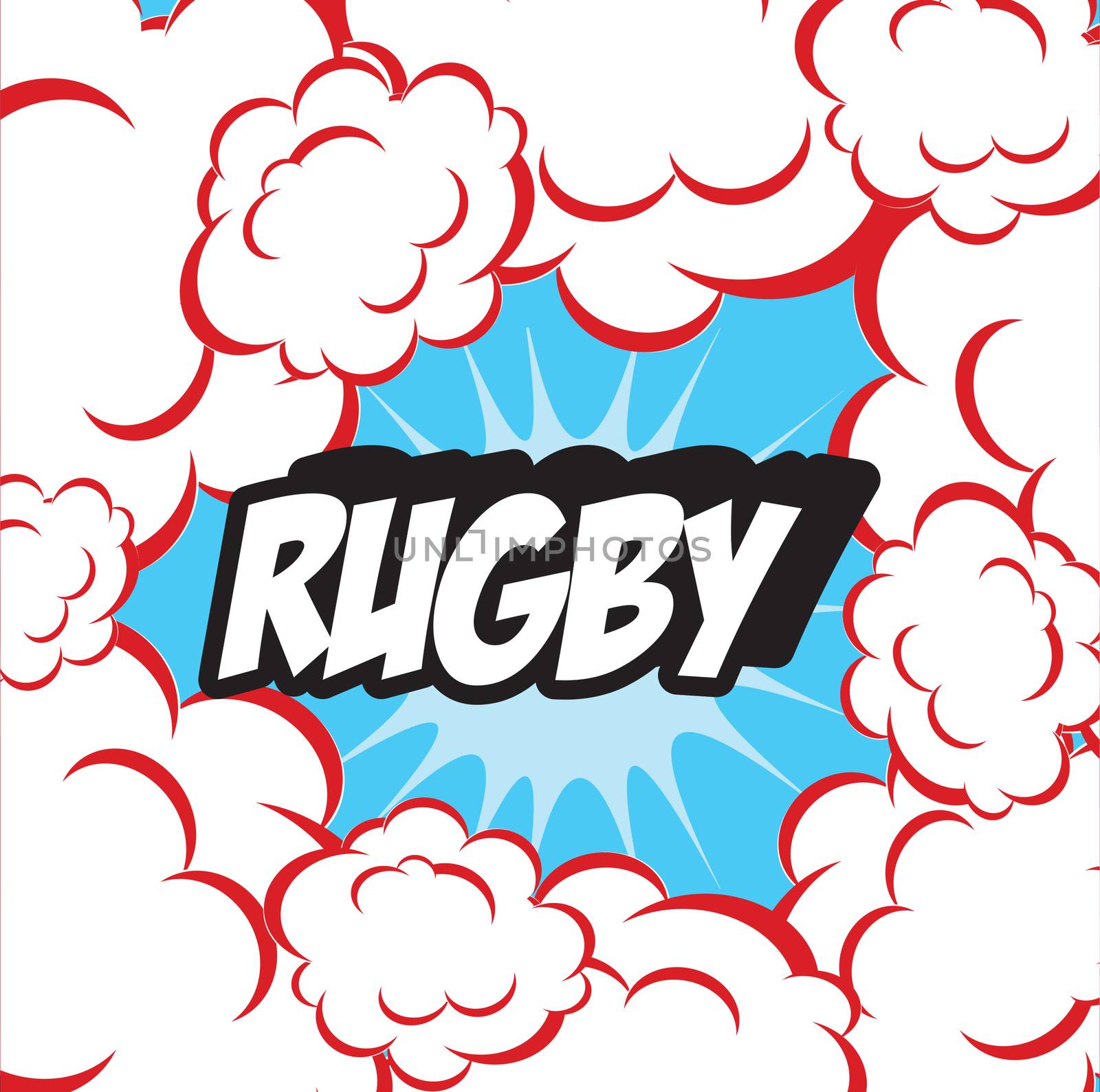 RUGBY comics illustration Background clouds retro by tamaravector